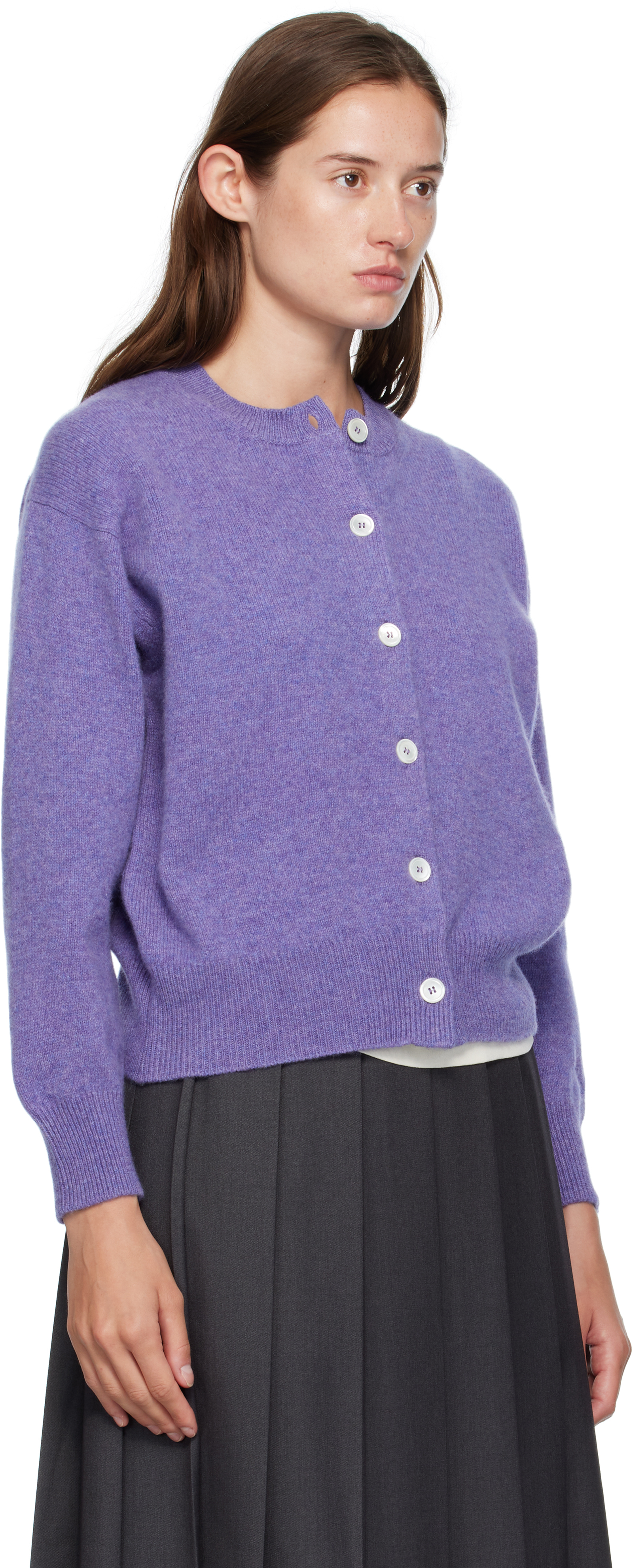 And-daughter Purple Ada Crewneck Cardigan In Purple