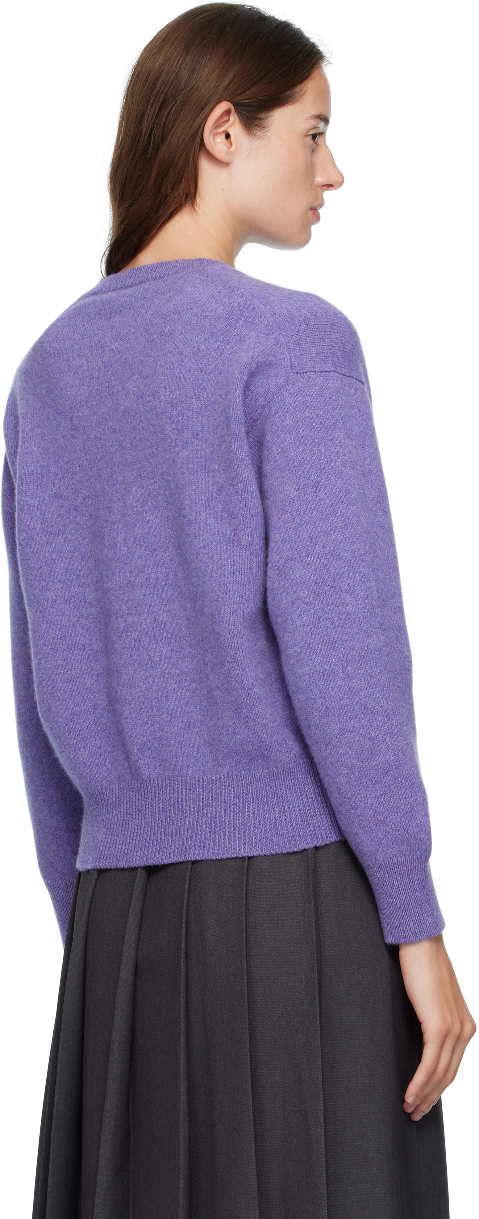 And-daughter Purple Ada Crewneck Cardigan In Purple