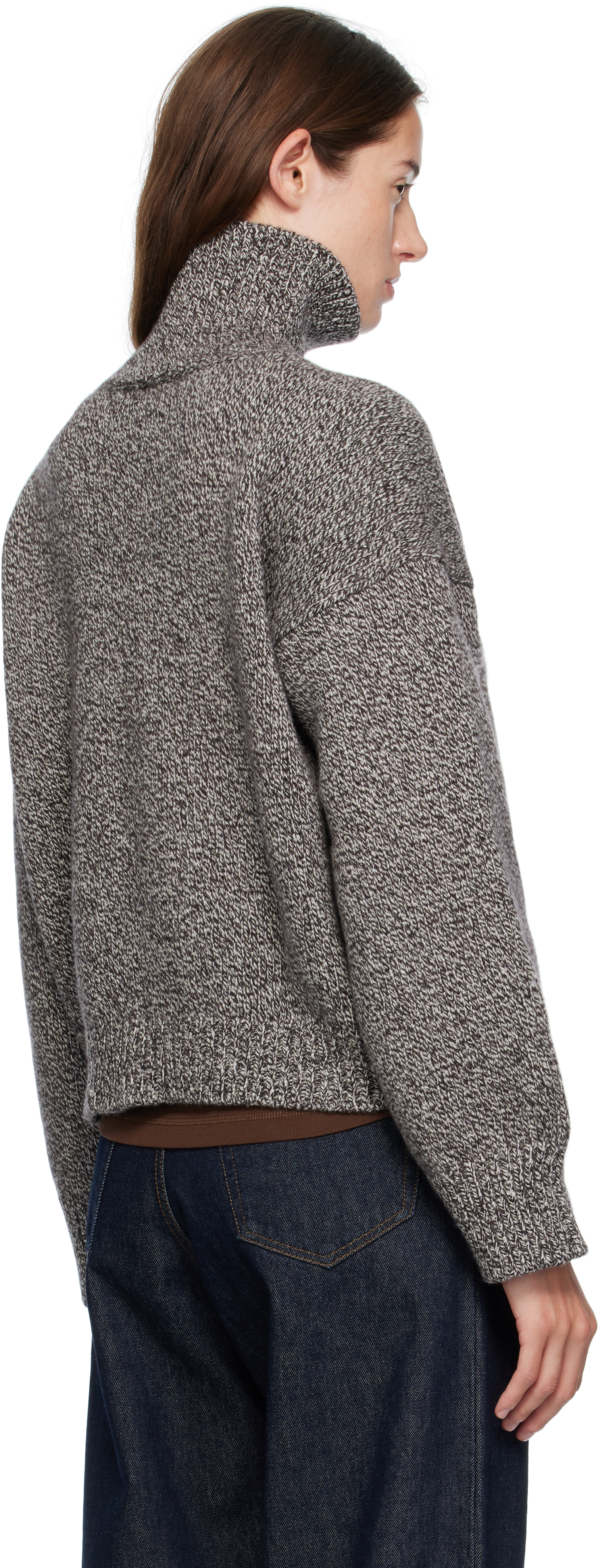And-daughter Brown Caragh Chunky Crop Turtleneck In Gray