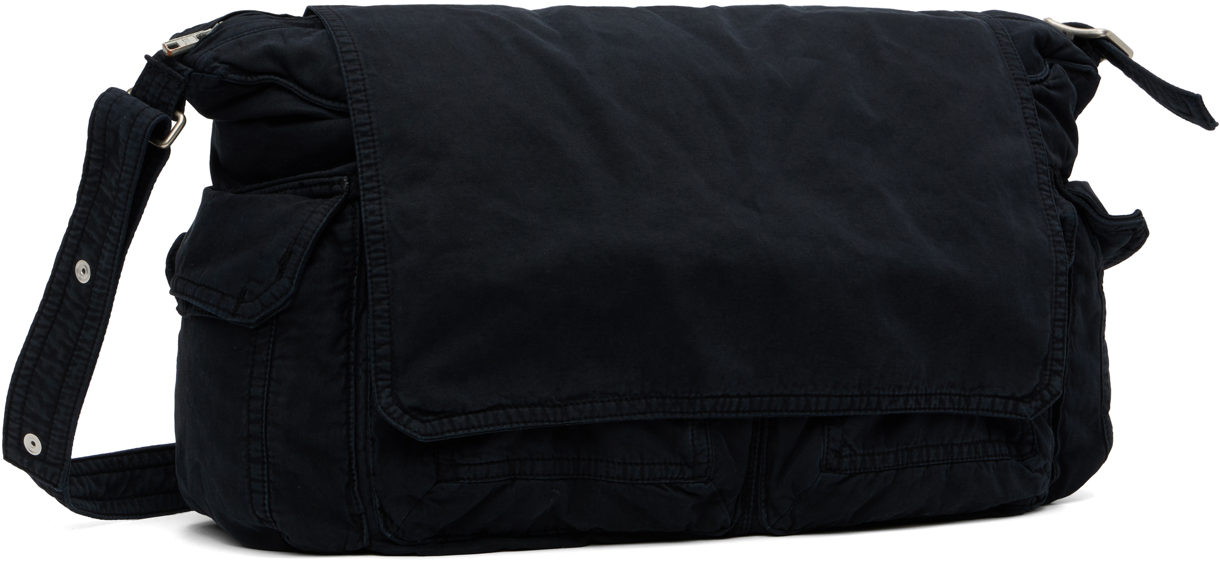 Erl Black Twill Cargo Bag In Black