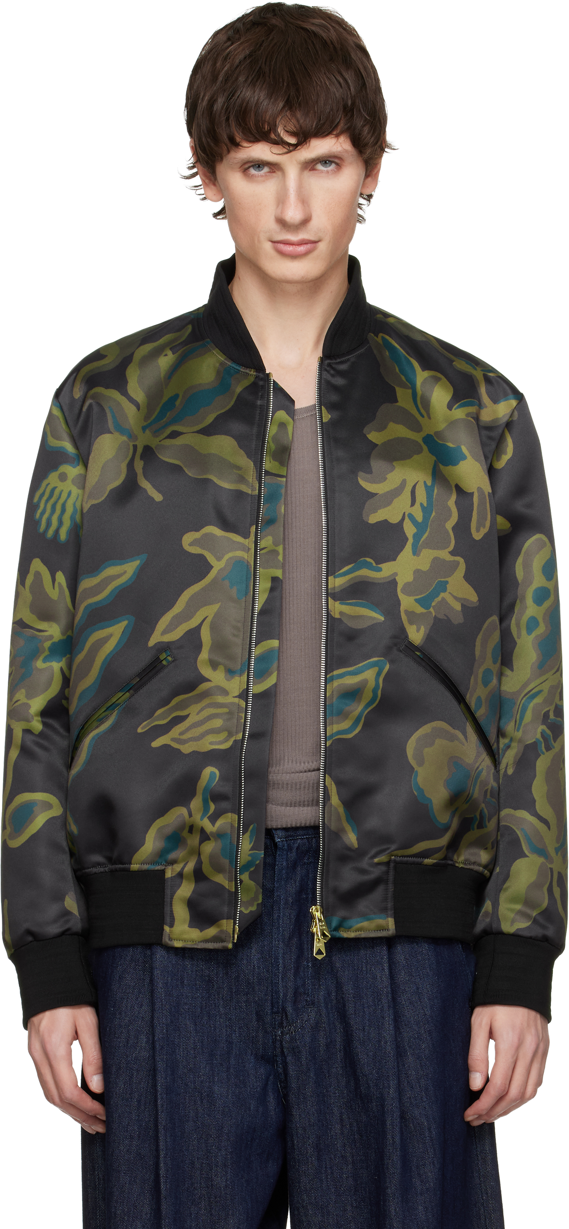PAUL SMITH BROWN BOHEMIA PRINT BOMBER JACKET