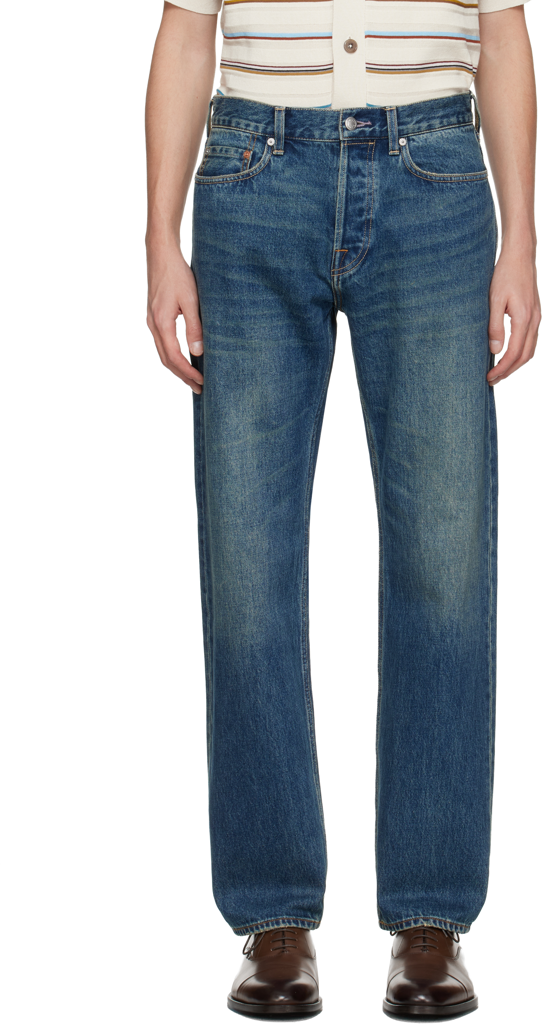Paul Smith Blue Straight-fit Vintage-wash Jeans
