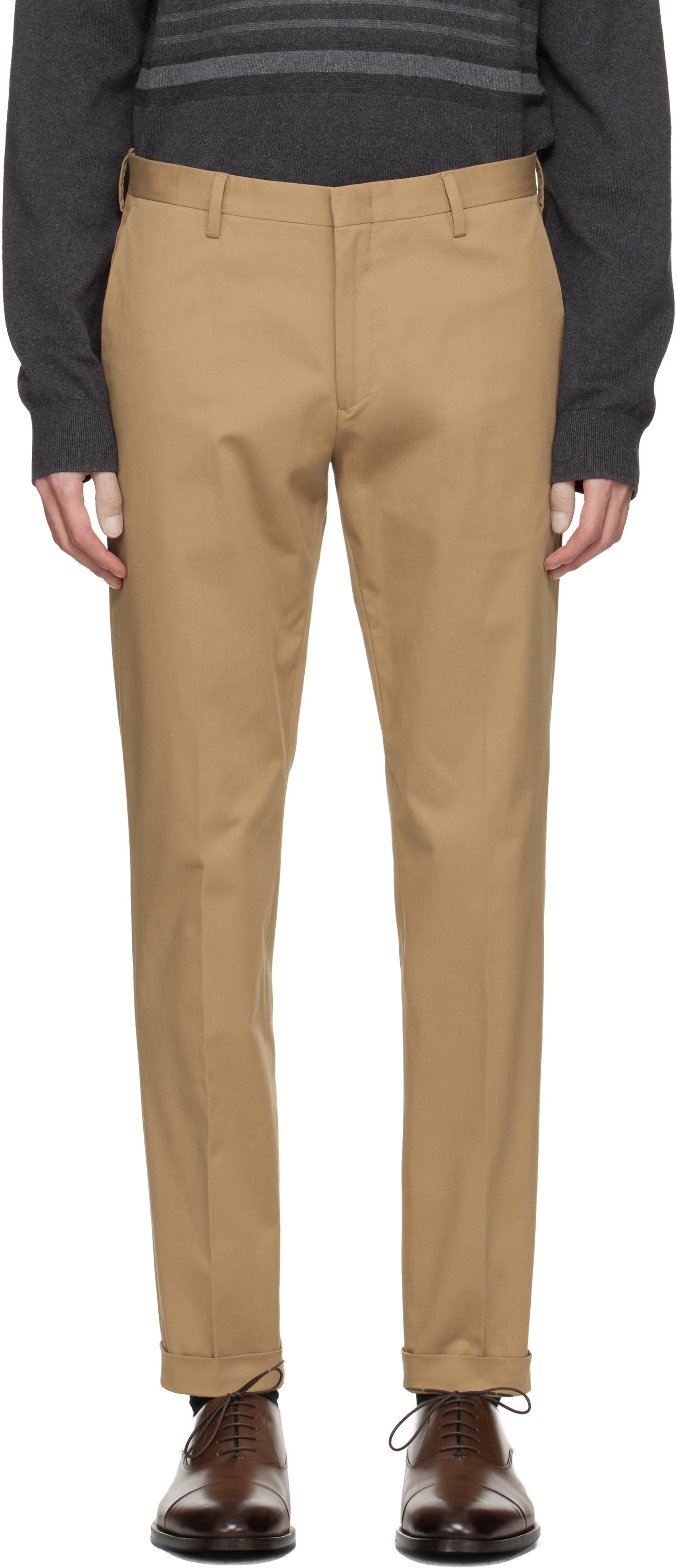 Paul Smith Tan Cotton Stretch Chino Trousers In Brown