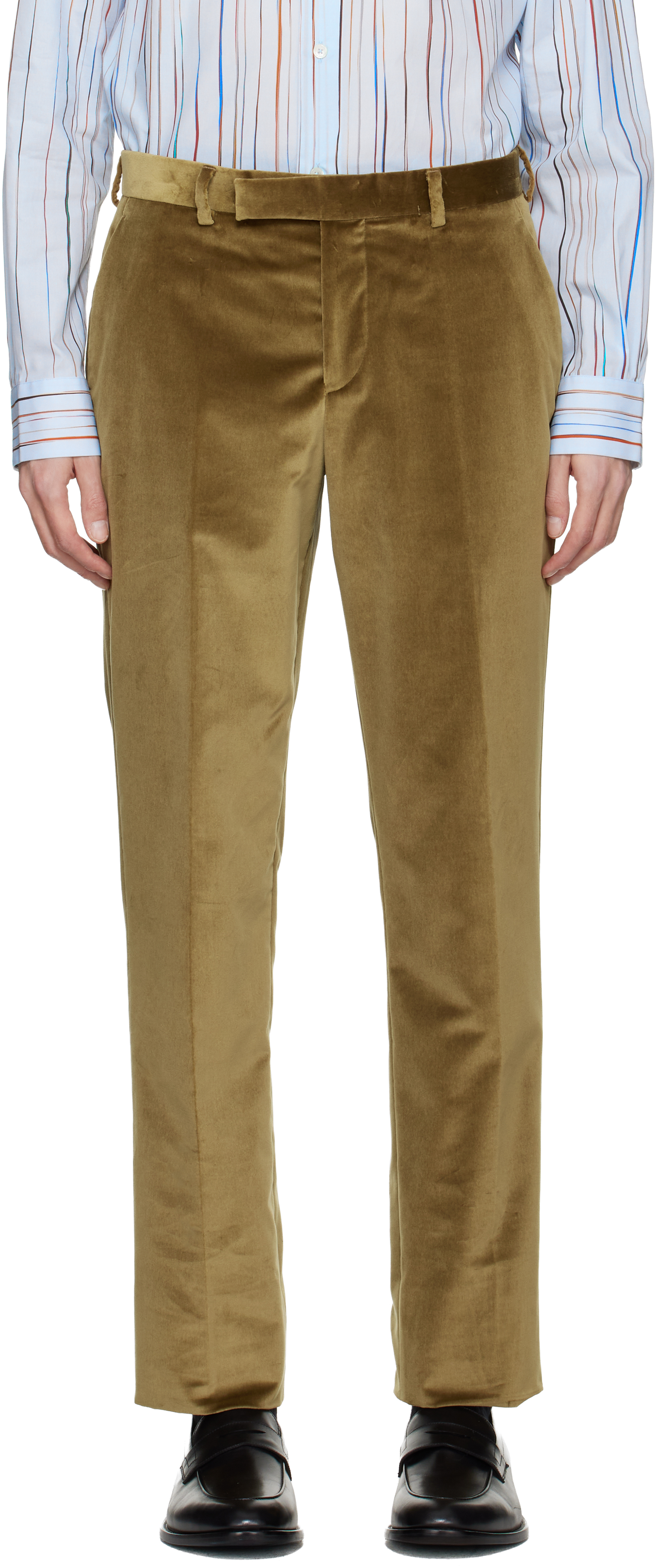 Paul Smith Tan Velvet Trousers In Brown