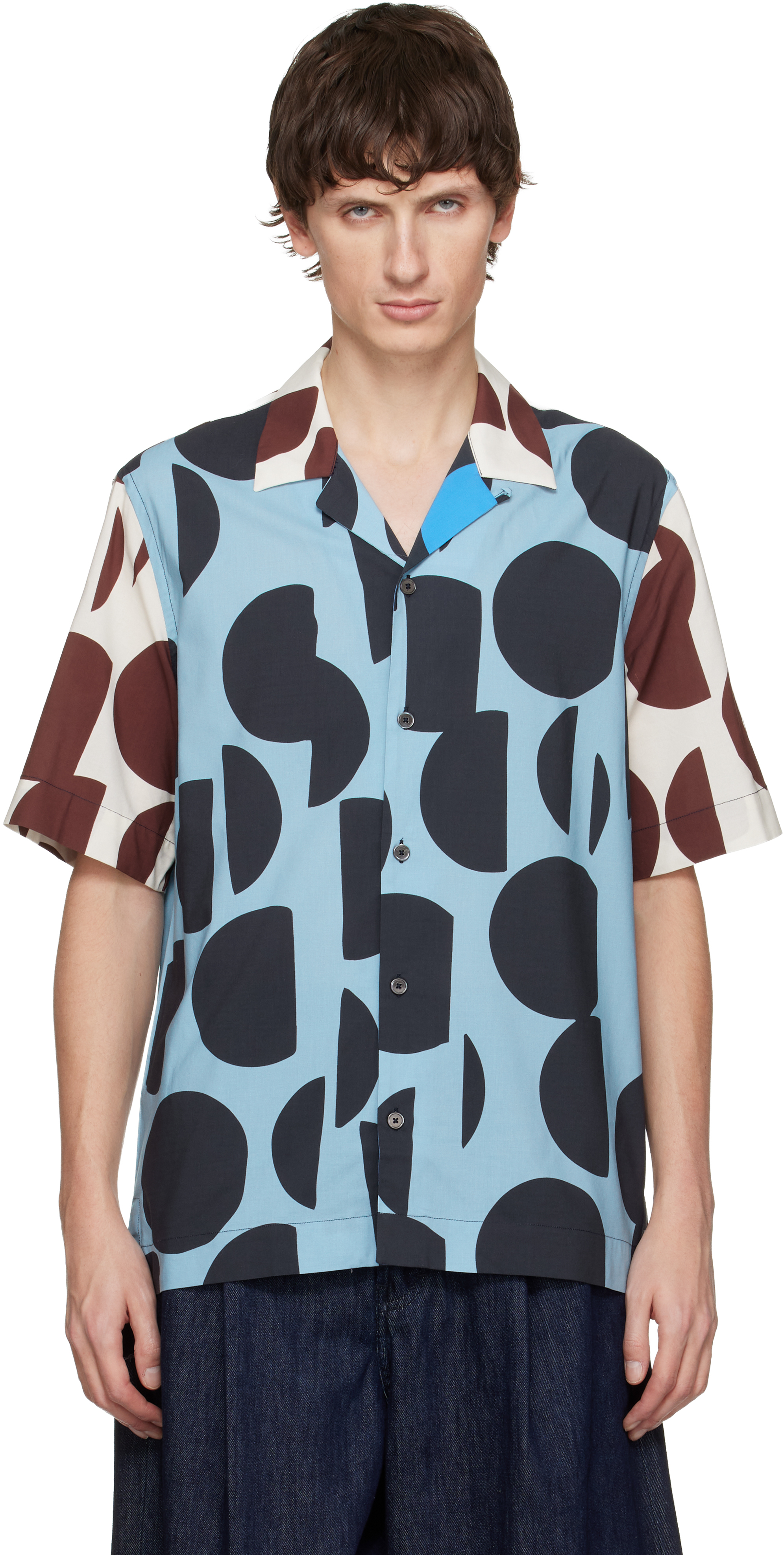 Paul Smith Blue 'cut-up Dots' Print Short-sleeve Shirt In Multi