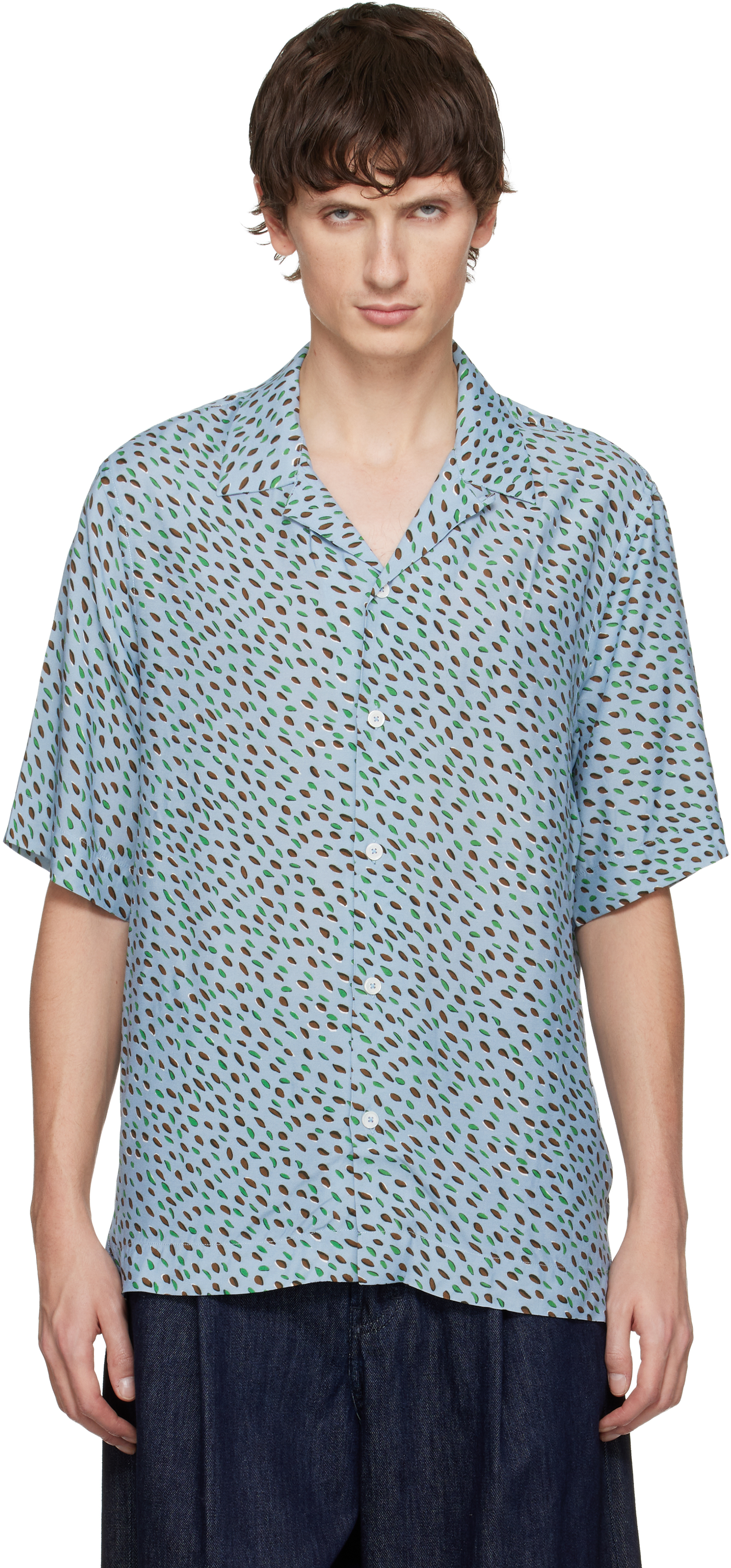 Paul Smith Convertible-collar Printed Crepe De Chine Shirt In Multi