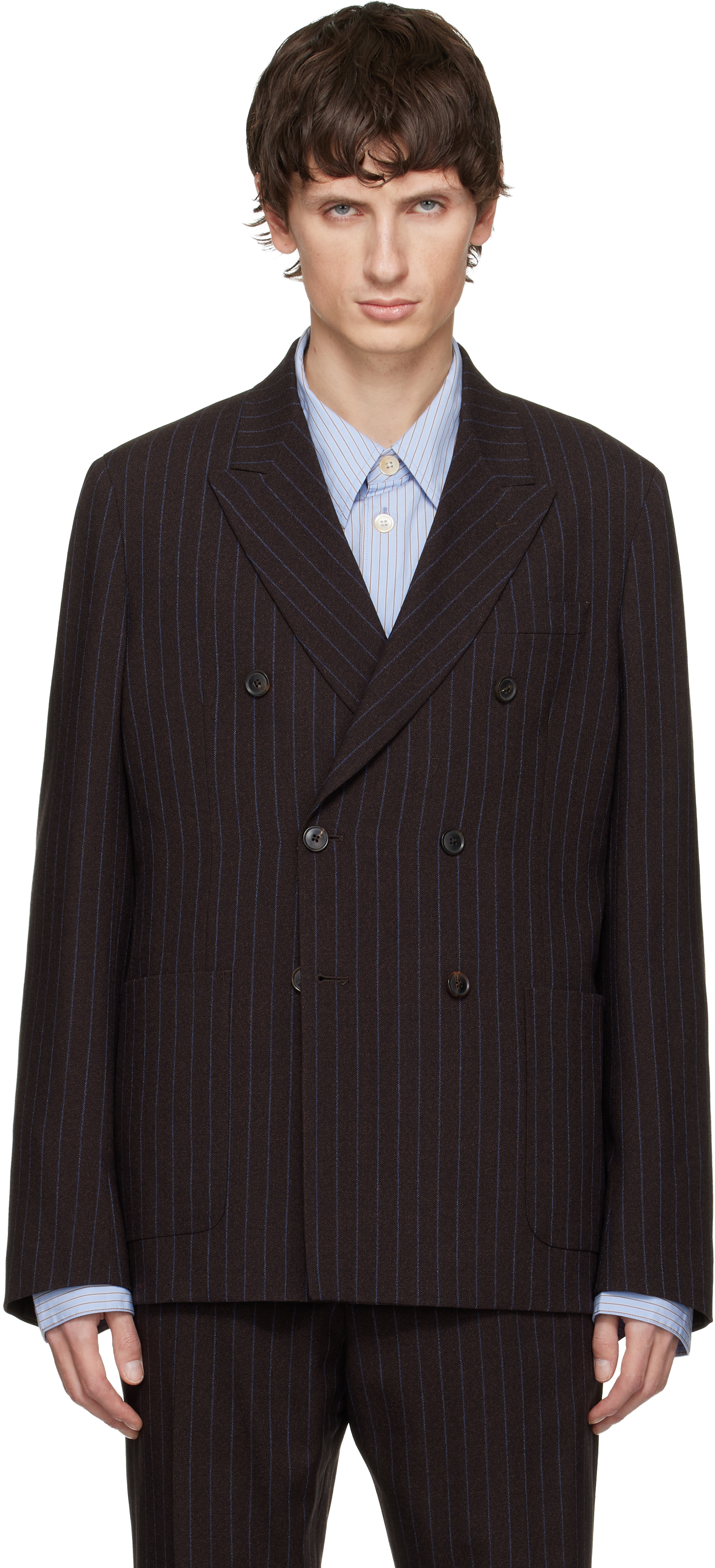 Paul Smith Burgundy Double Breasted Blazer In Brown