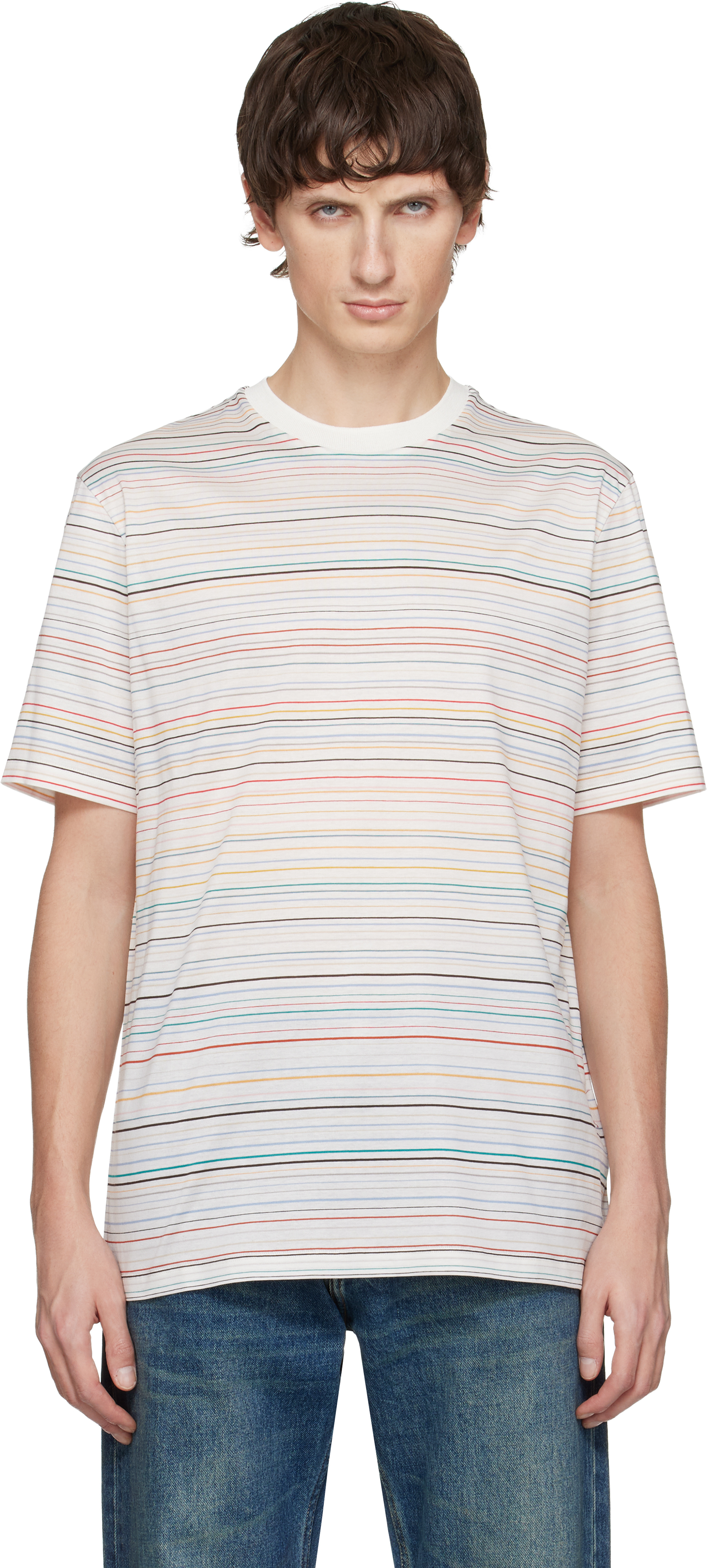 Paul Smith White Signature Stripe T-shirt In Multi