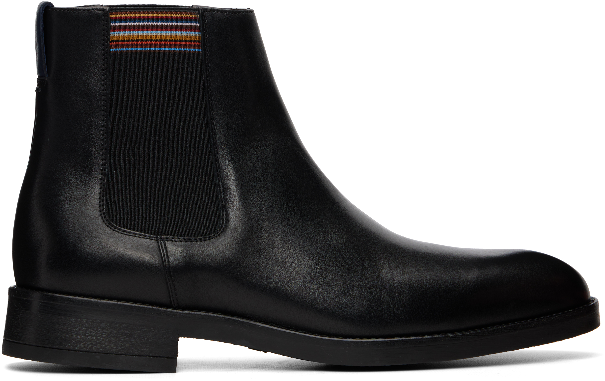 Paul Smith Black Leather Lansing Signature Stripe Chelsea Boots In Black