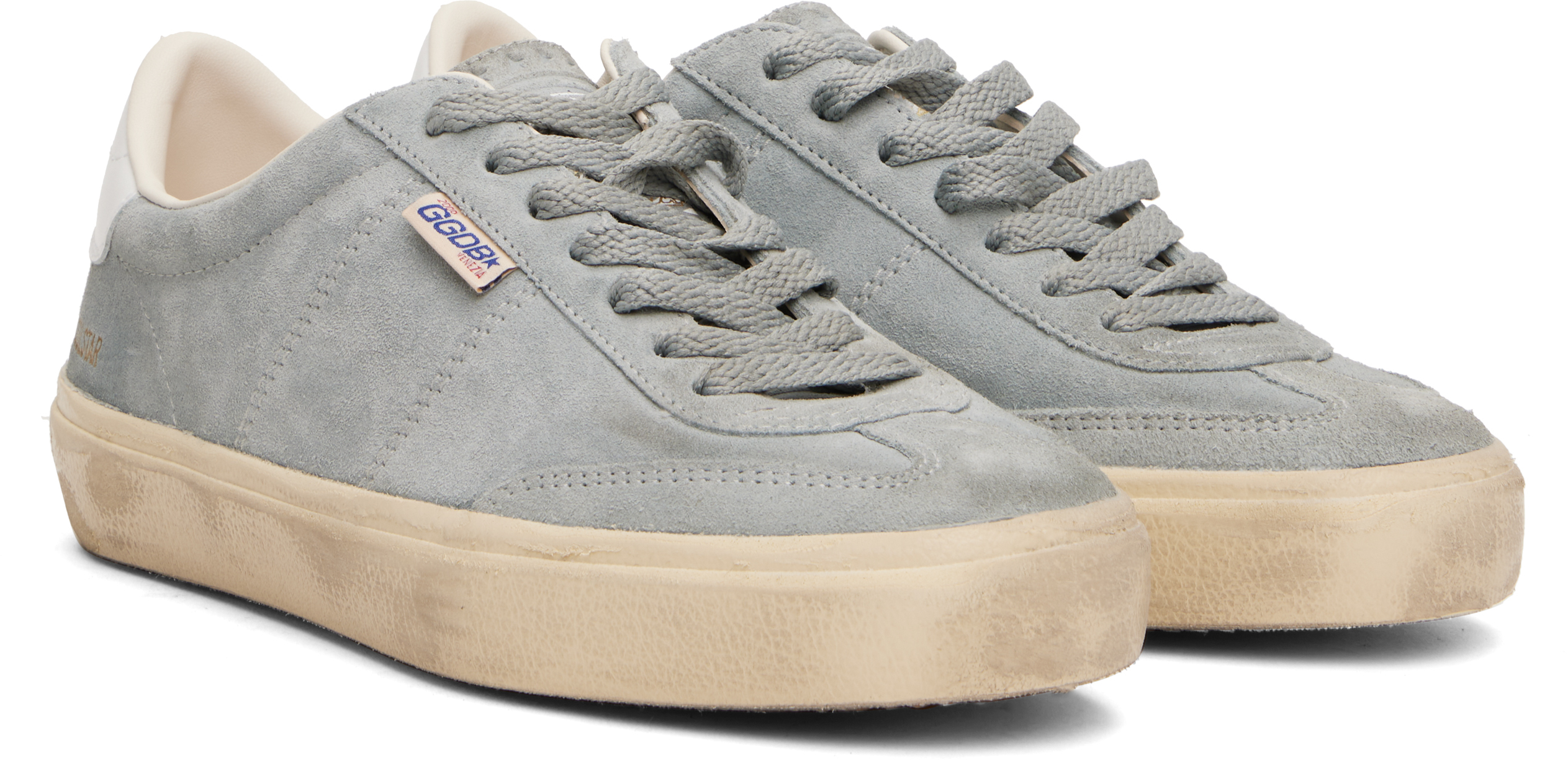 Golden Goose Deluxe Brand Soft Suede Sneakers With Vintage Detailing In Grey/white