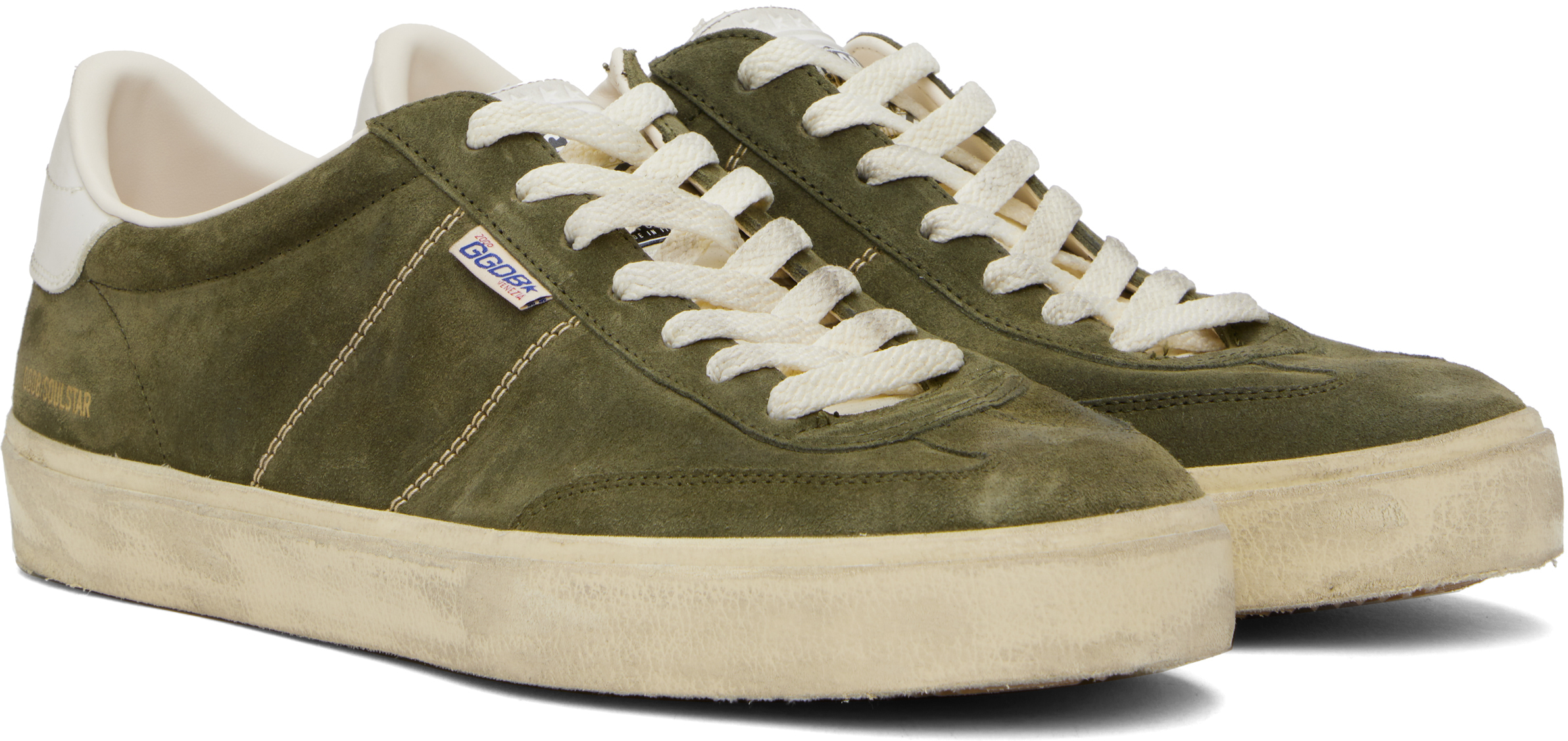 Golden Goose Low Top Sneakers In Calf Suede In Green
