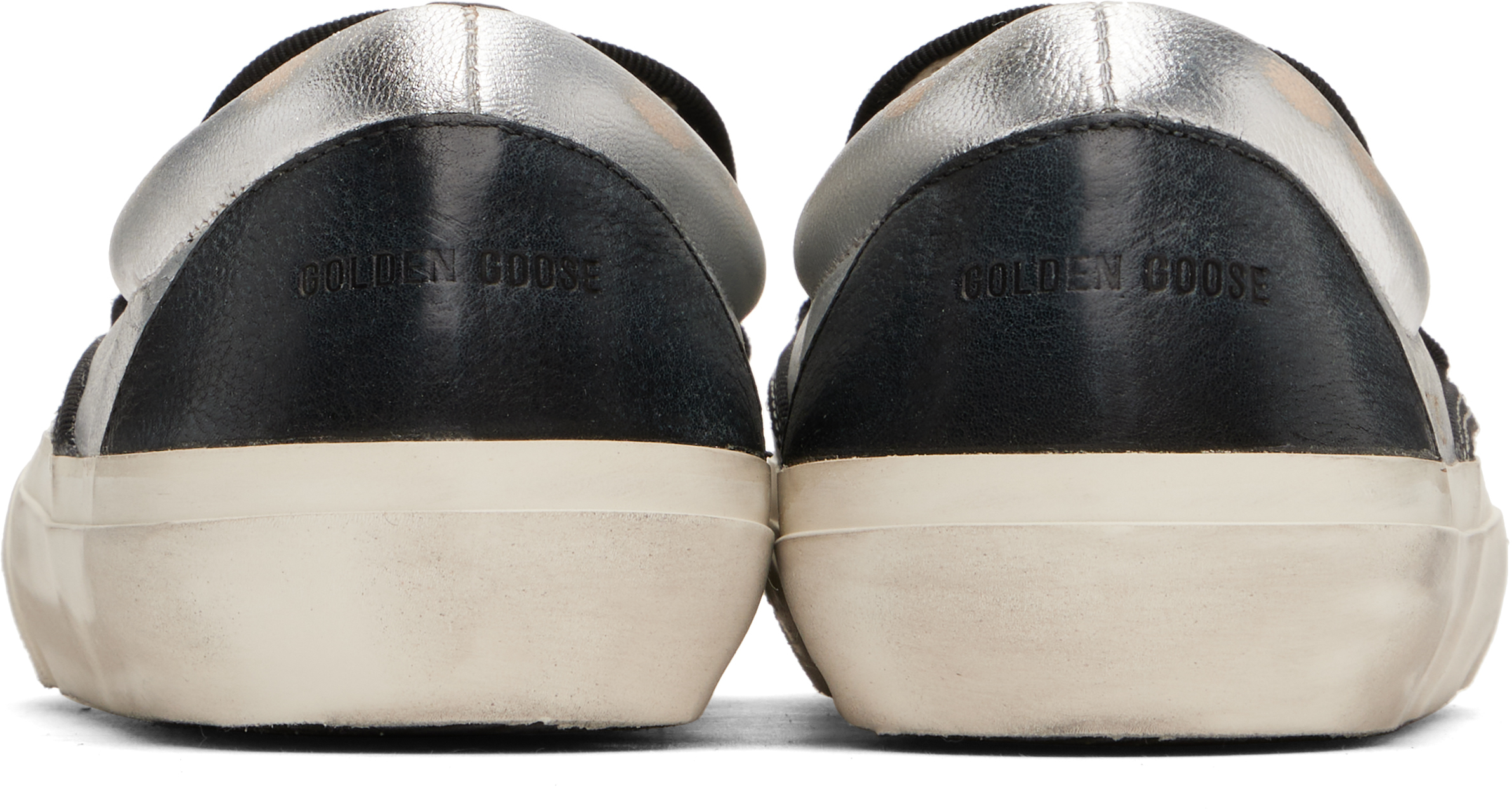 Golden Goose Unisex Vce Laminated Leather Sneaker In Silver Black In White