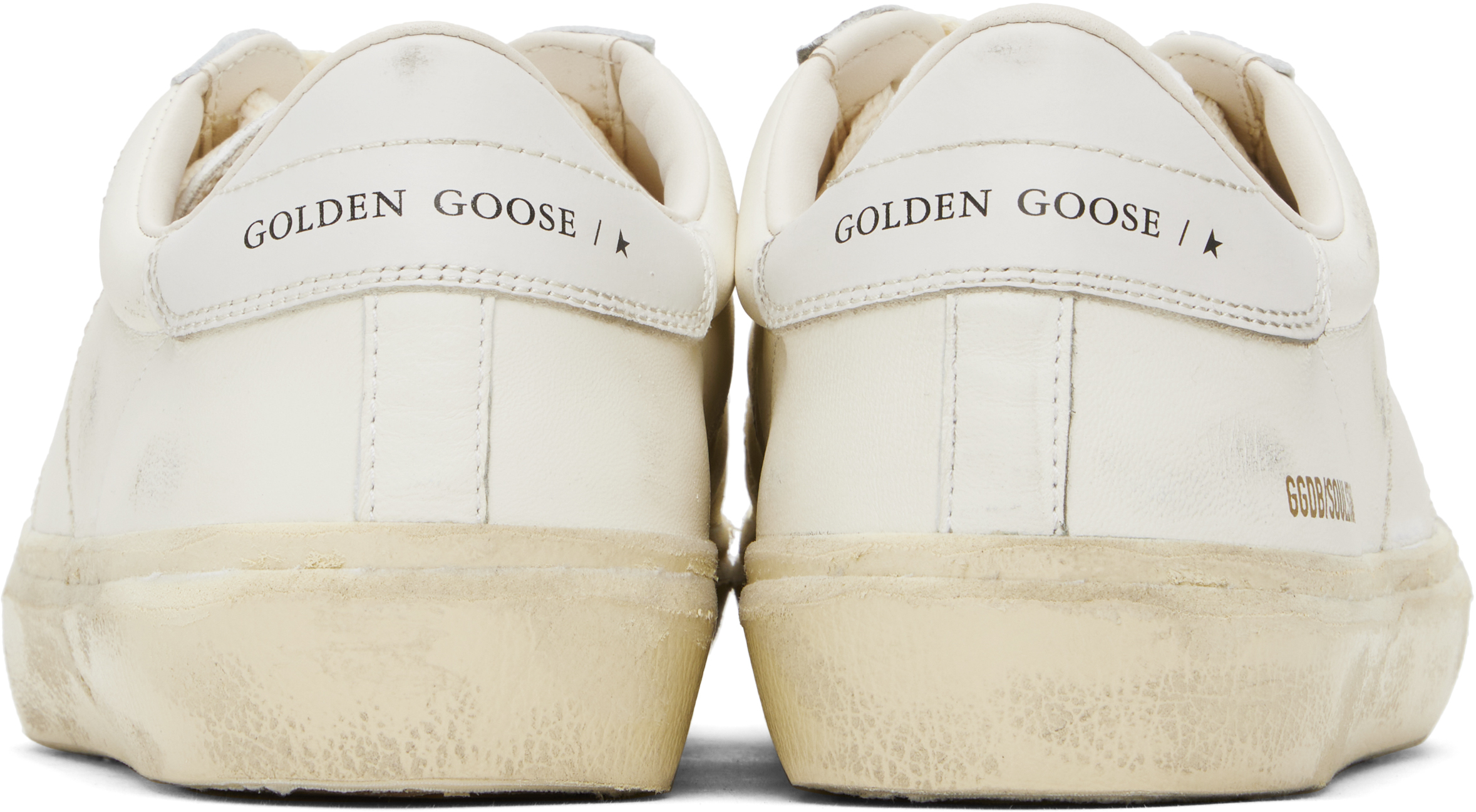 Golden Goose Soul Star Leather Low-top Sneakers With Used Effect In White/milk