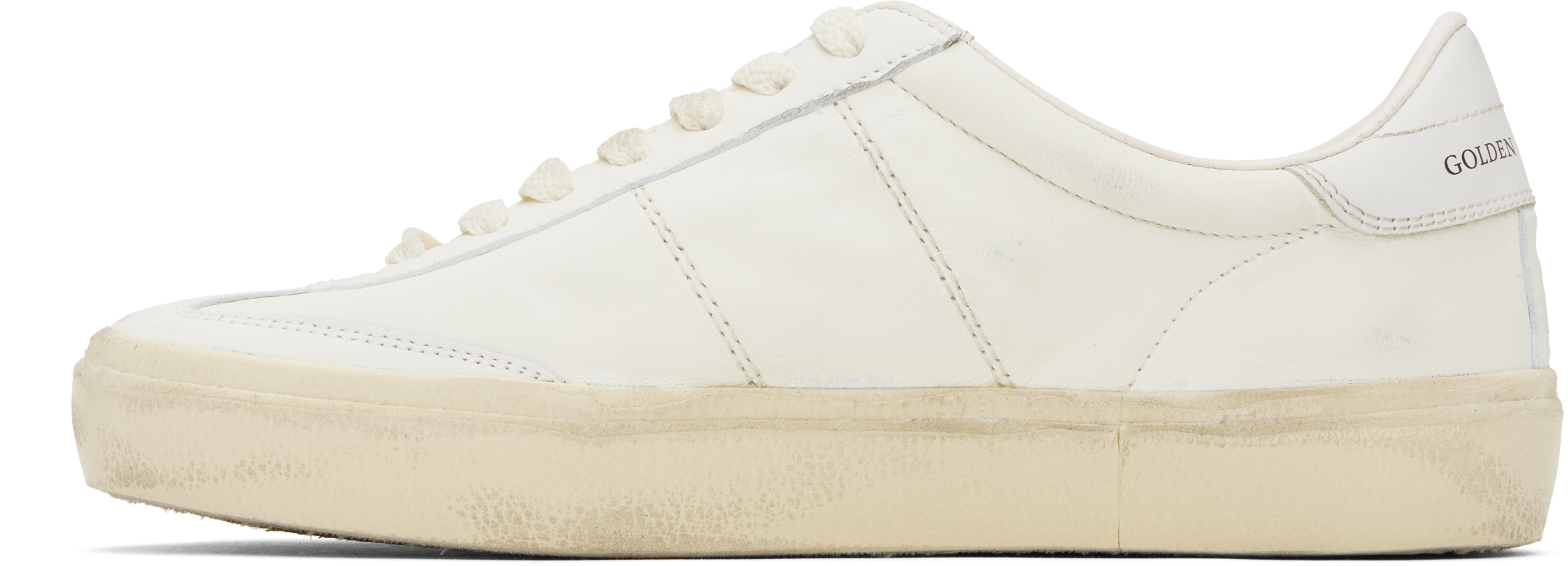 Golden Goose Soul Star Leather Low-top Sneakers With Used Effect In White/milk