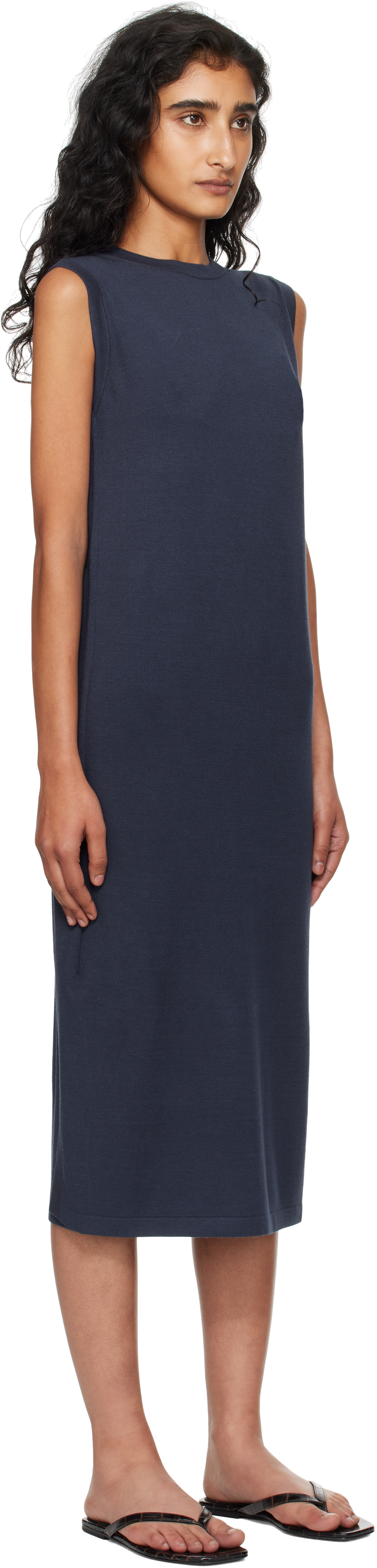 Mm By Max Mara Navy Aulla Midi Dress