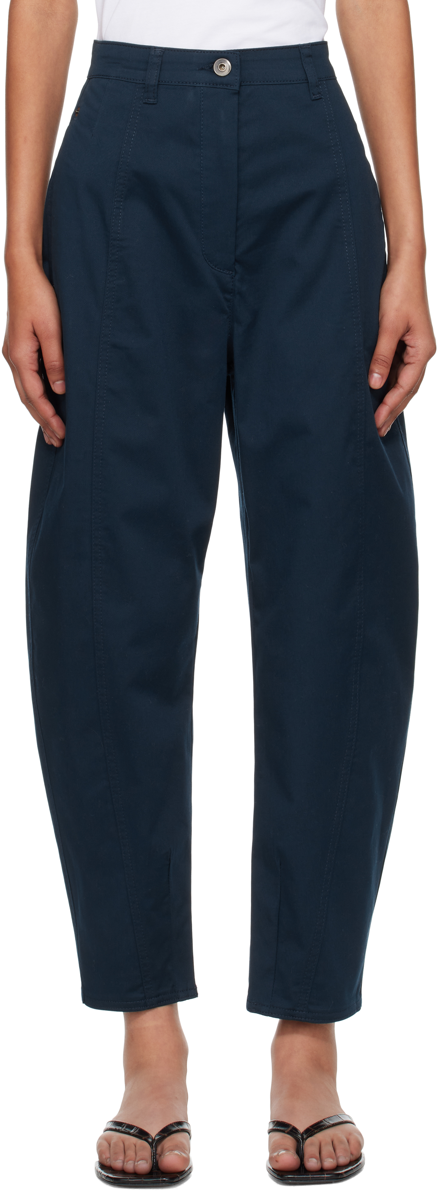 Mm By Max Mara Navy Etere Trousers In Blue