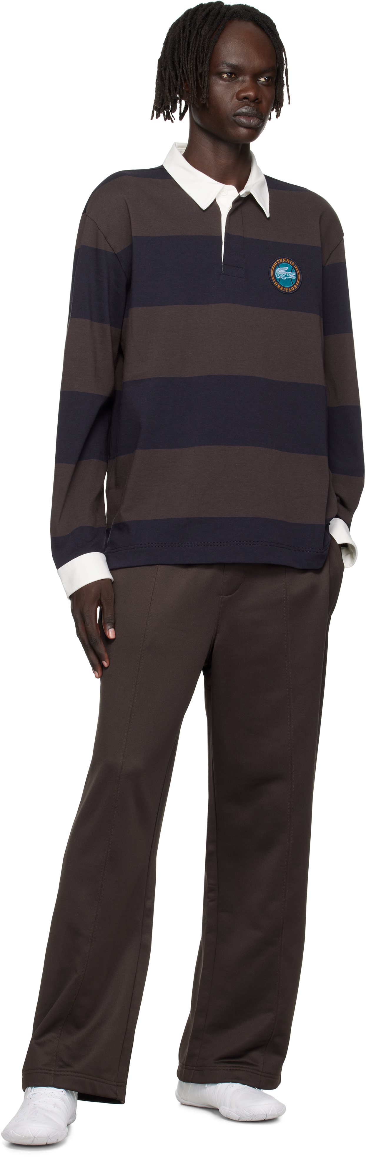 Lacoste Brown Loose Fit Fleece Sweatpants In Brown