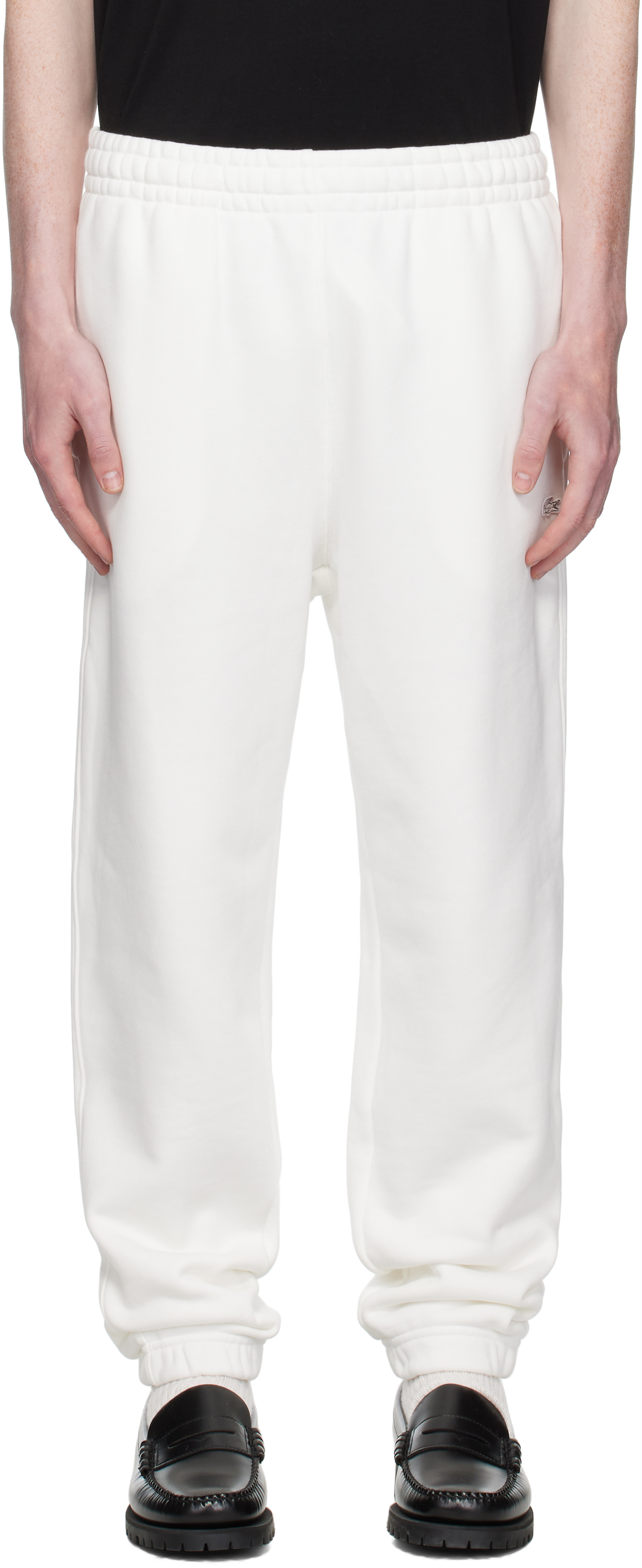 Lacoste White Fleece Sweatpants In White