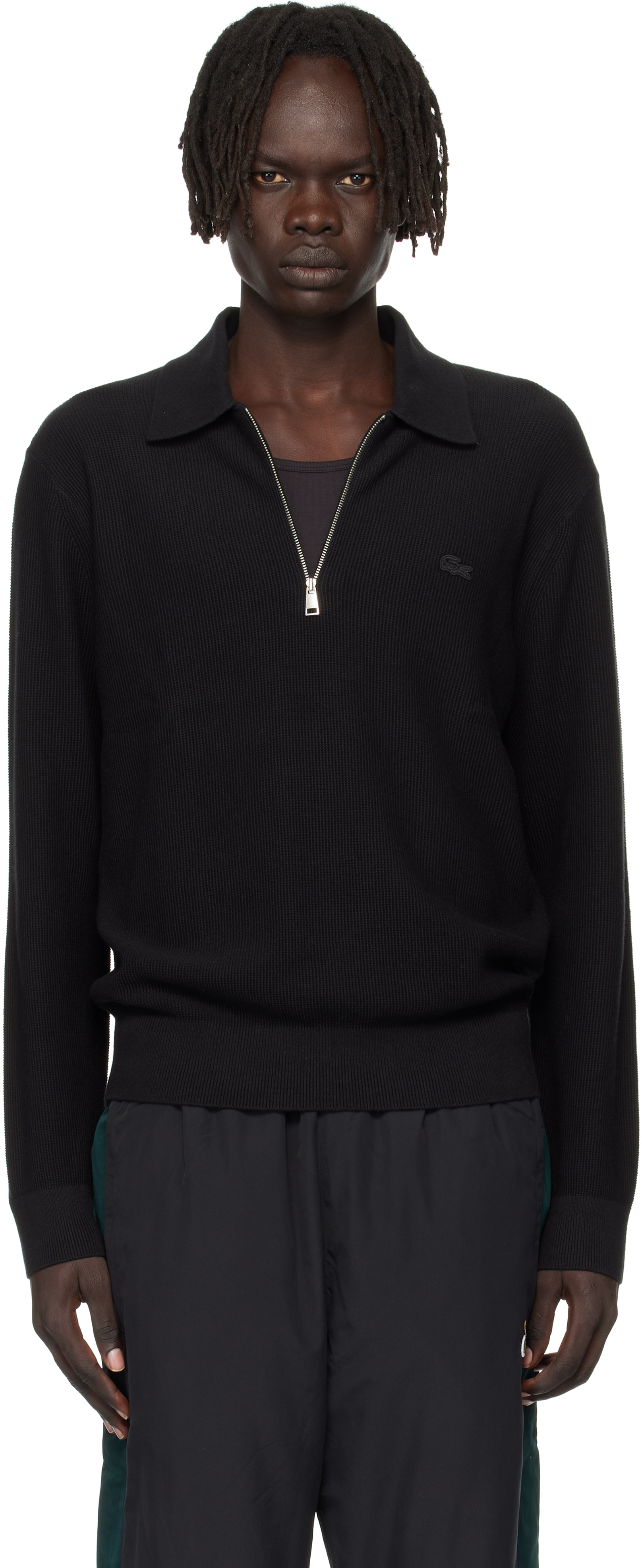 Black Half-Zip Polo by Lacoste on Sale