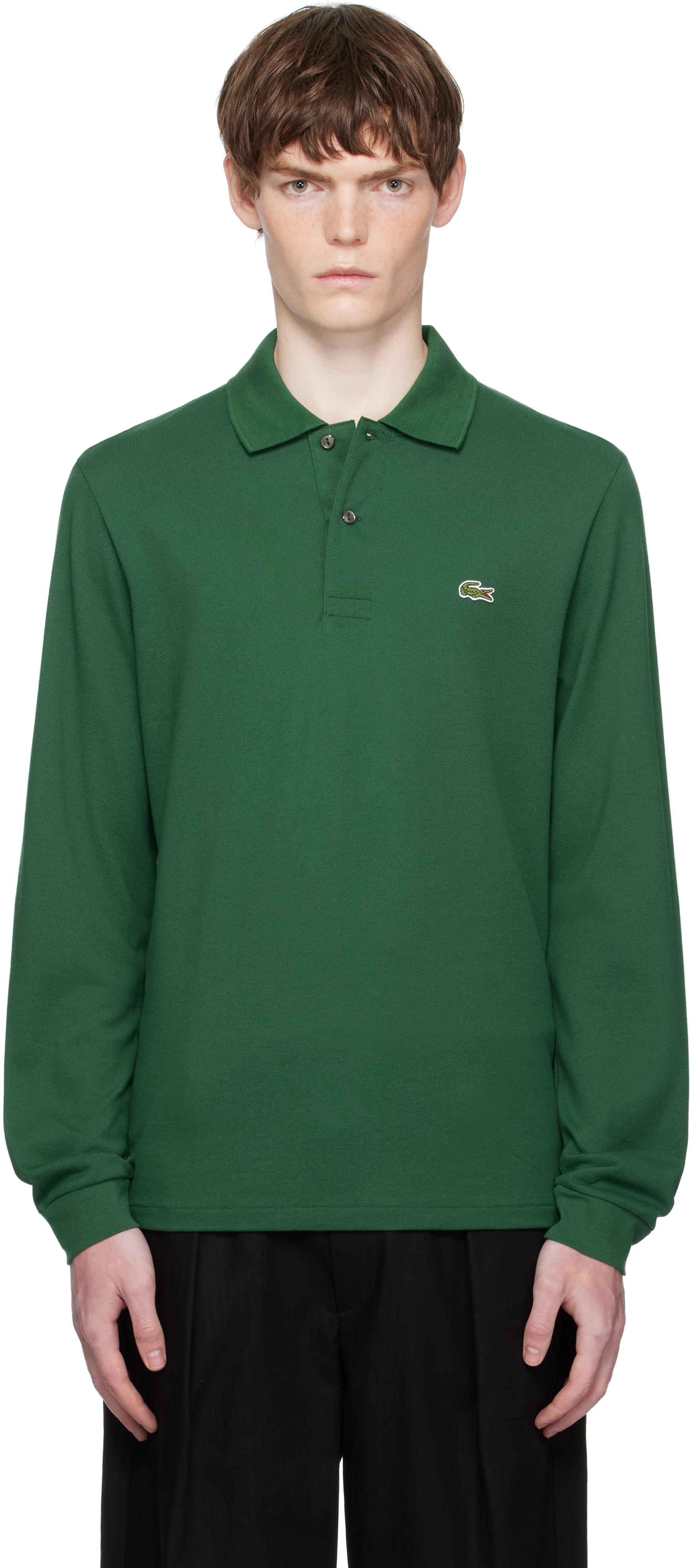 Green Classic Fit Long Sleeve L.12.12 Polo