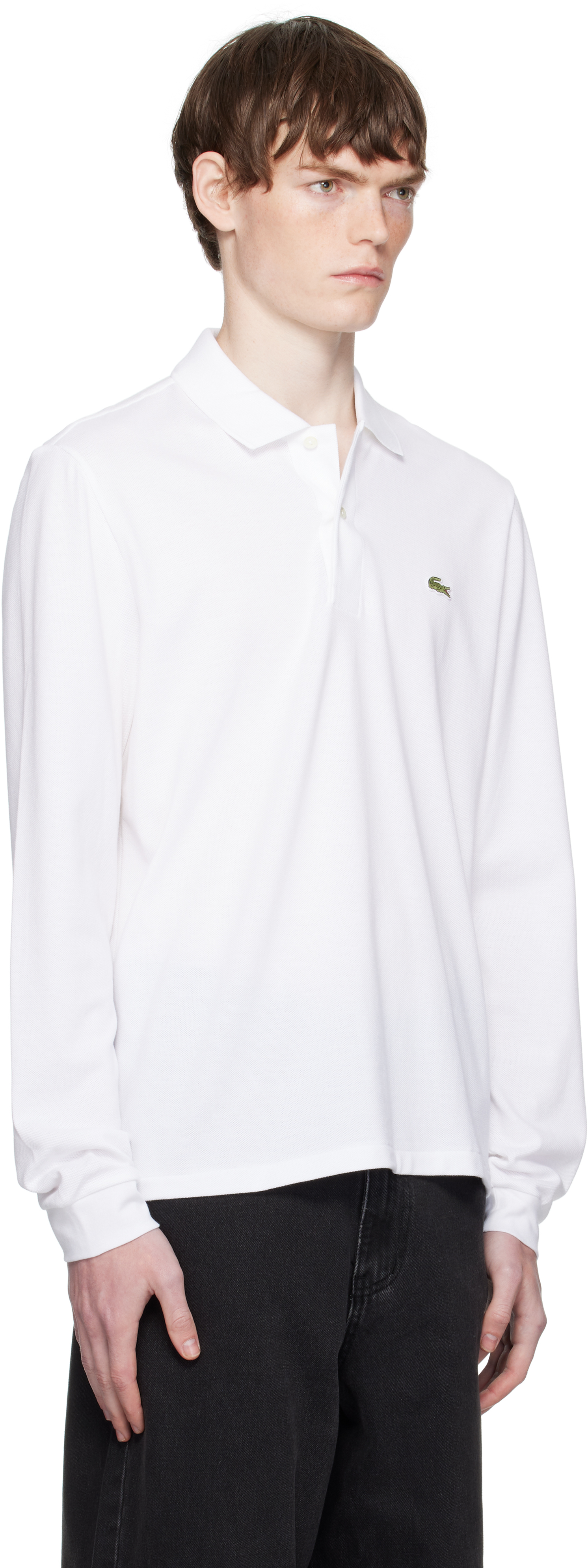 Lacoste White Classic Fit Long Sleeve L.12.12 Polo In White