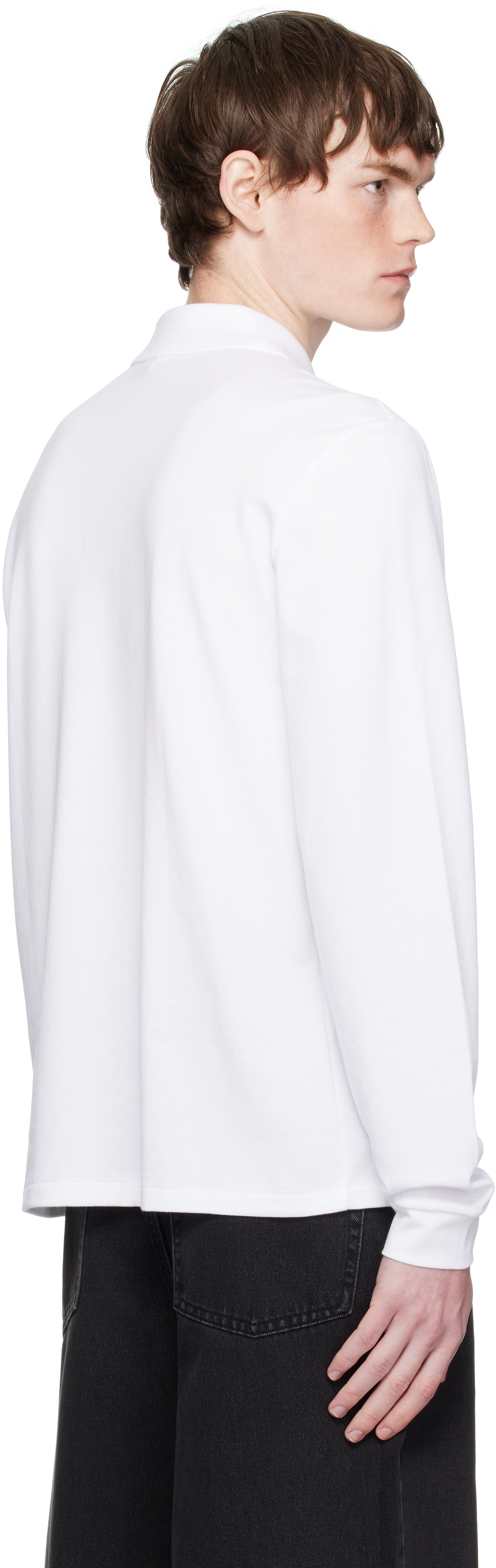 Lacoste White Classic Fit Long Sleeve L.12.12 Polo In White