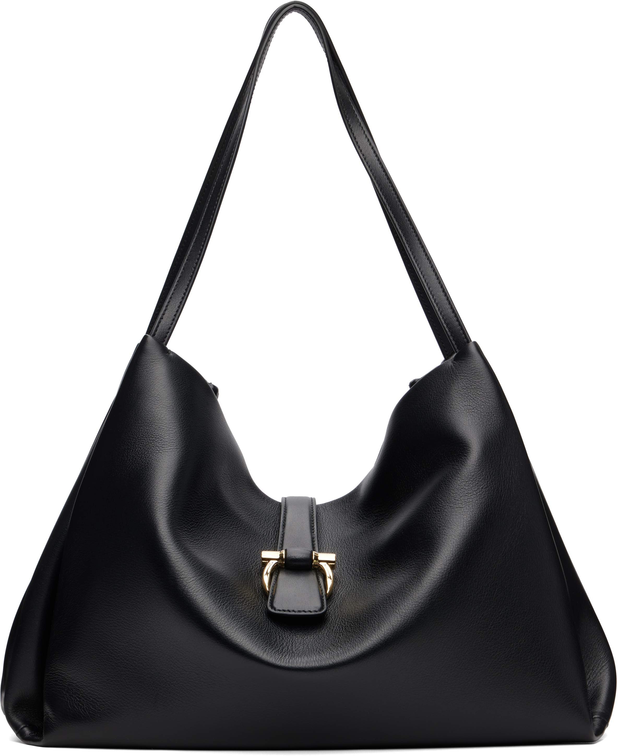 Ferragamo: ブラック XL カーフスキン トートバッグ | SSENSE 日本