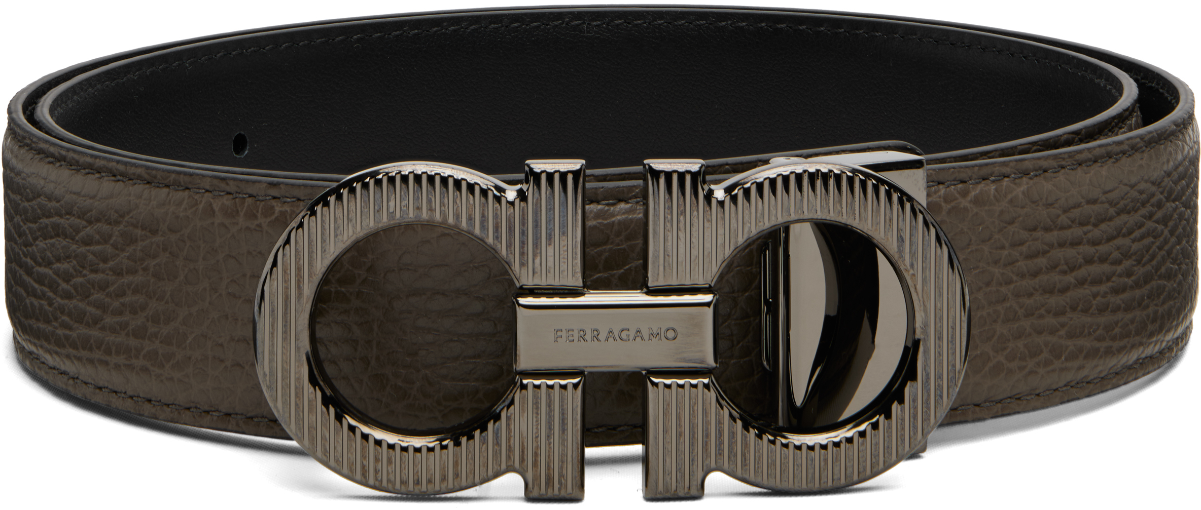 Salvatore Ferragamo Gancini-Buckle Reversible Gray Leather Belt Ferragamo Reversible leather belt gancini | The Fashion Square main image 2