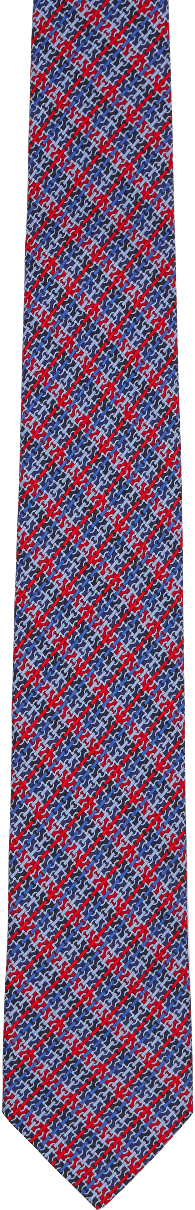 Navy Gancini Chain Print Silk Tie