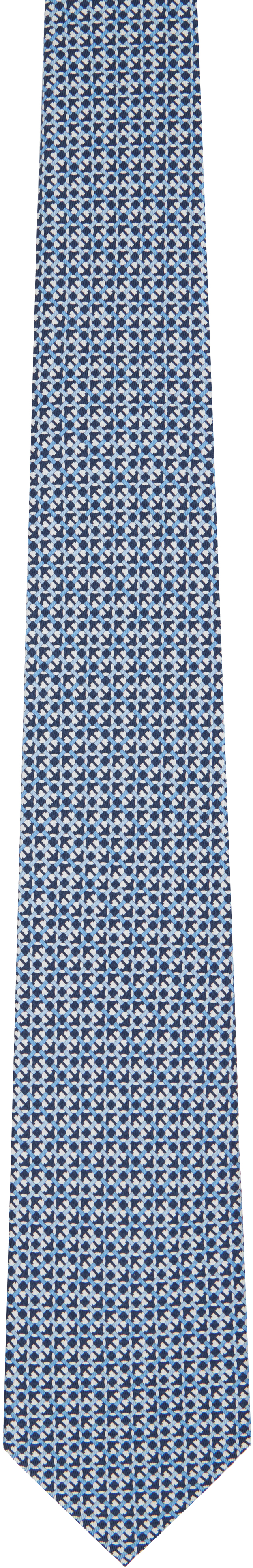Blue Gancini Print Silk Tie