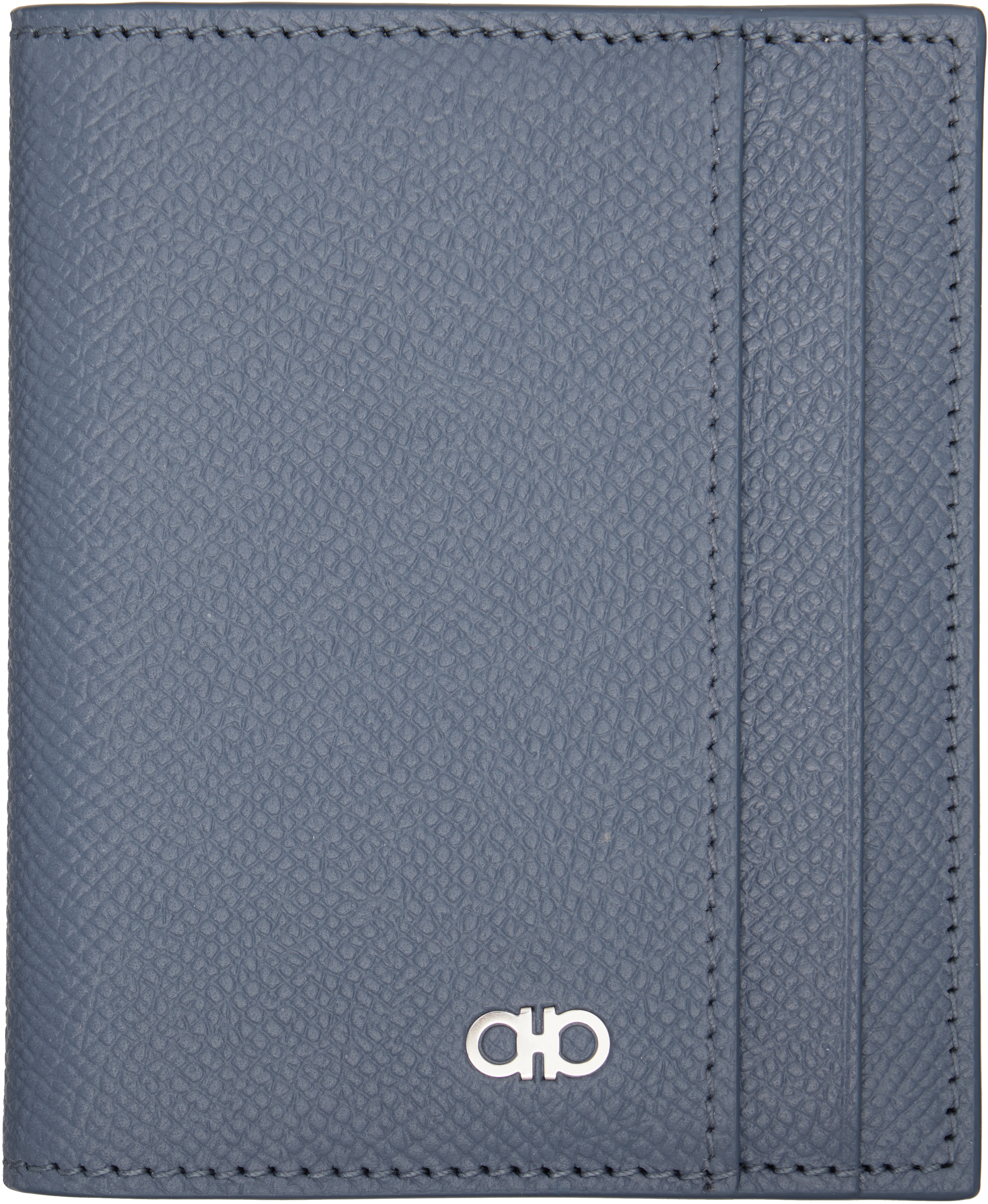 Ferragamo: Blue Gancini Window Credit Card Holder | SSENSE UK