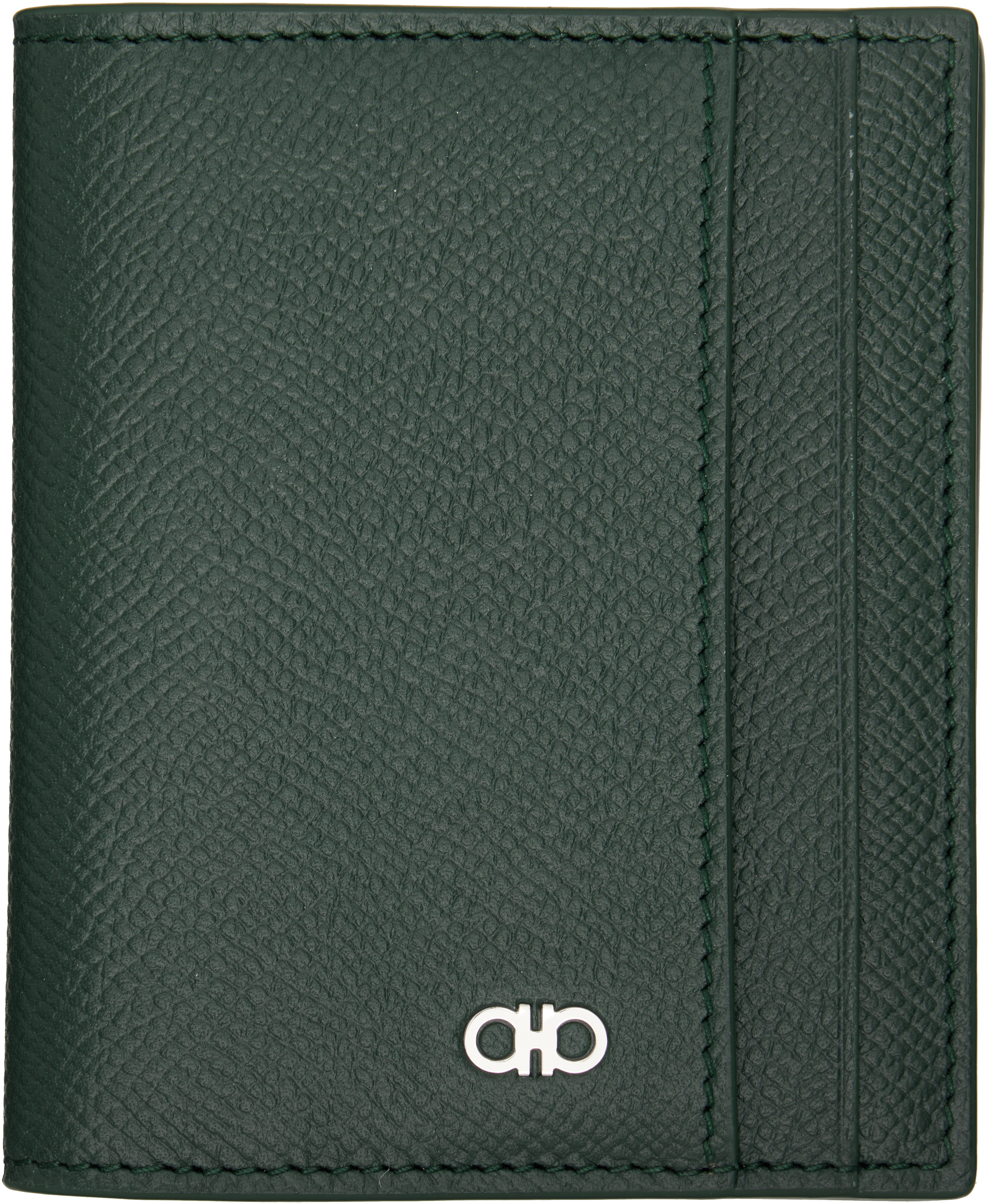 Ferragamo: Green Gancini Window Credit Card Holder | SSENSE
