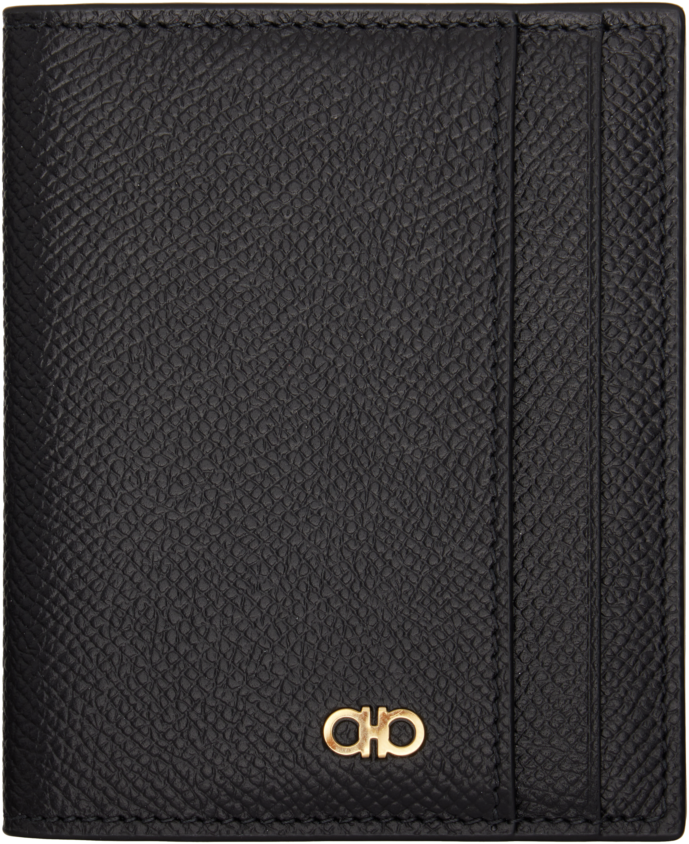 Black Gancini Window Credit Card Holder by Ferragamo on Sale display picture 1