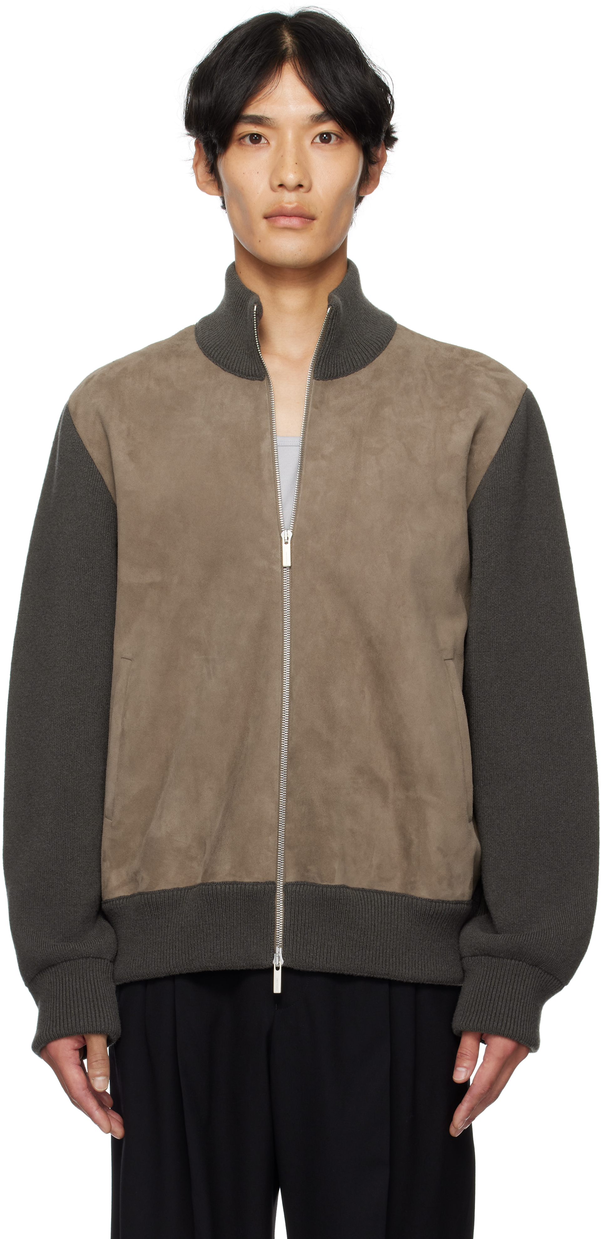 Brown Leather Insert Jacket