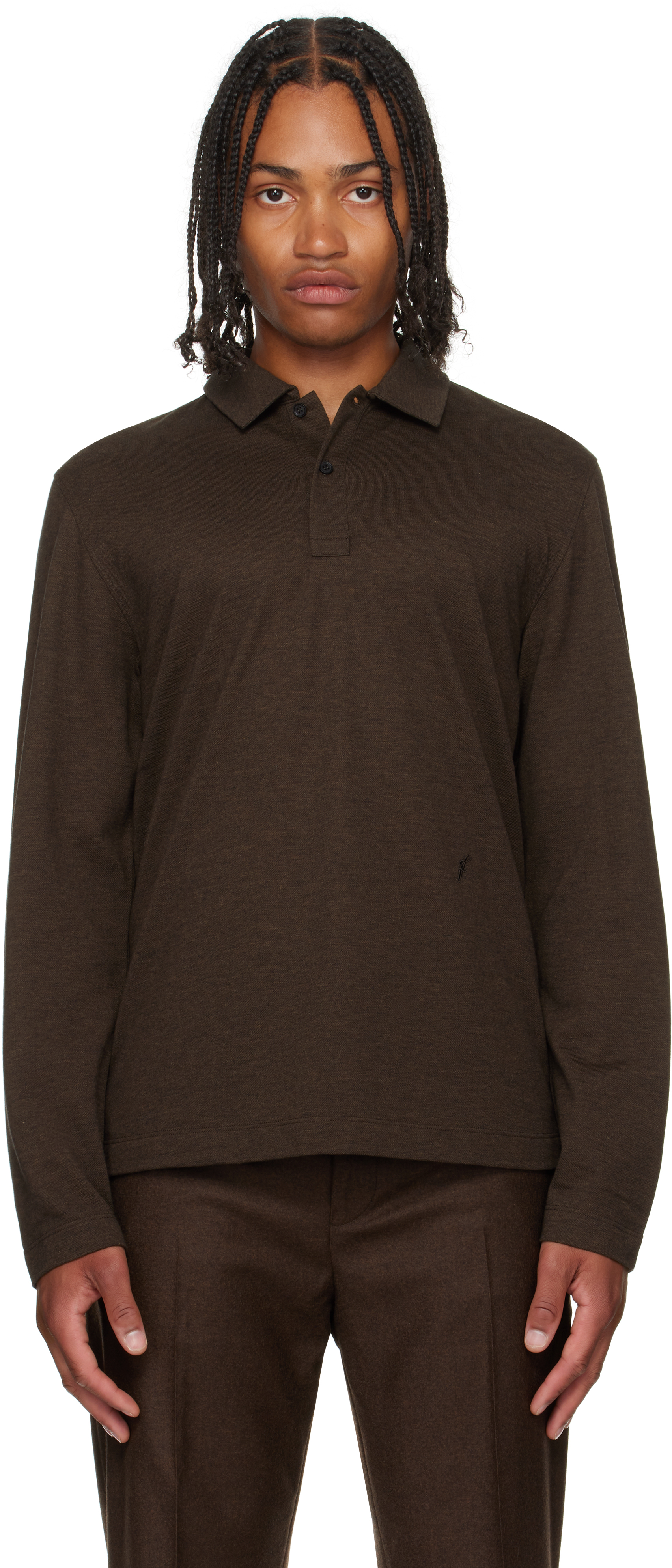 Brown Long Sleeve Polo