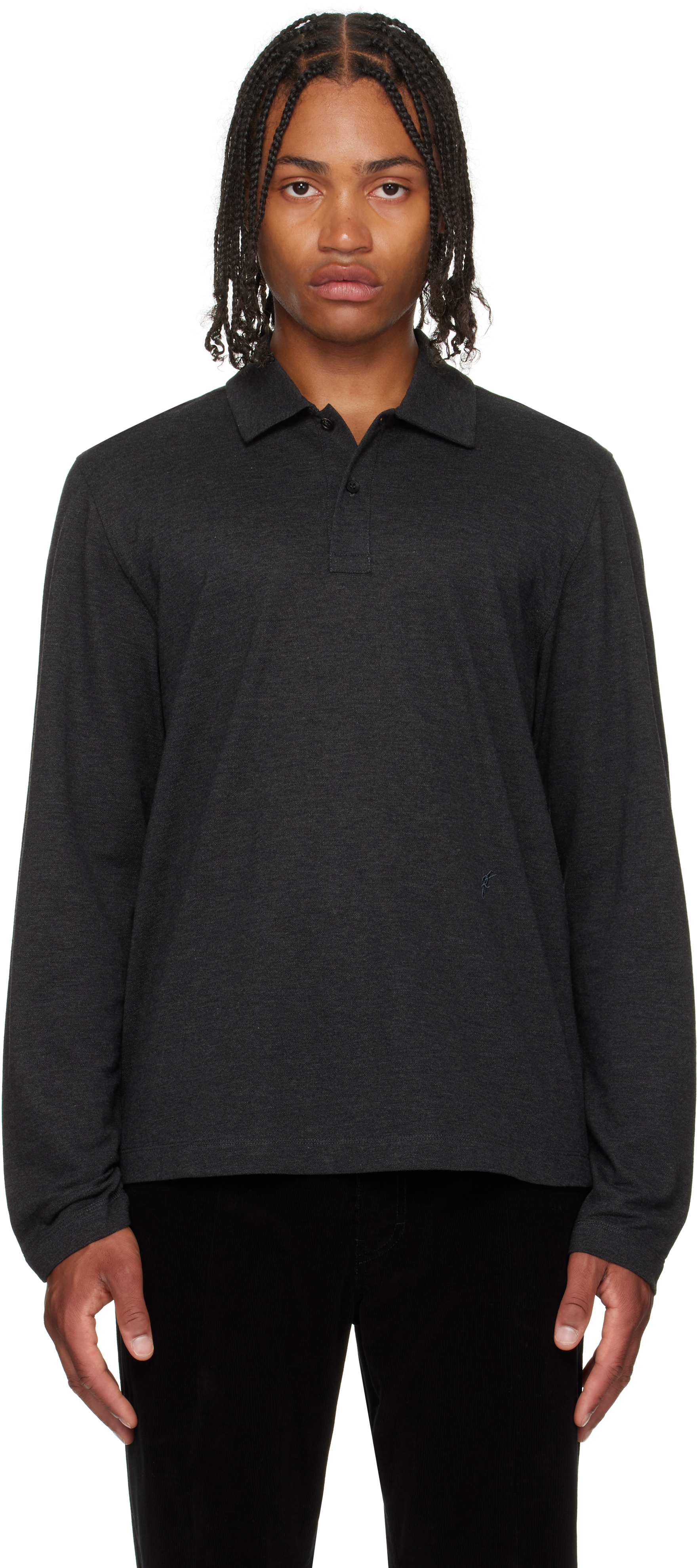 Gray Long Sleeve Polo