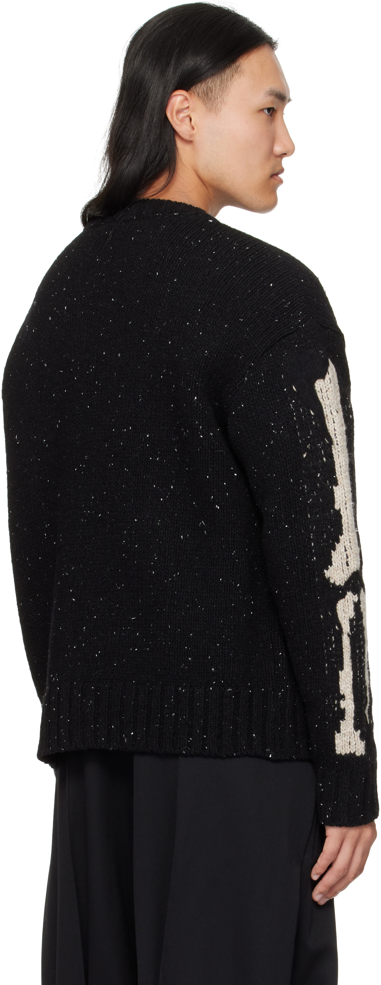 Khoki Black Needle Punched Knit Sweater In Black