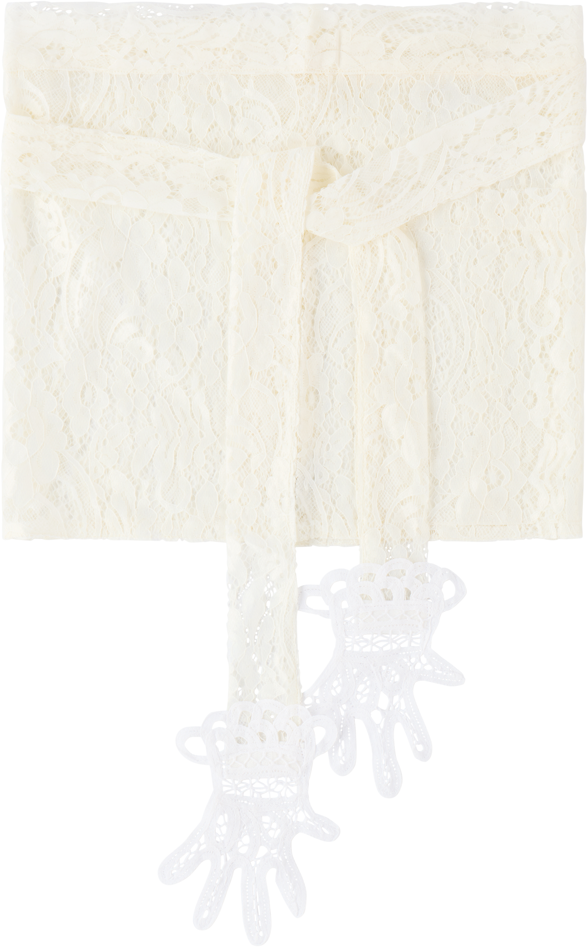 Gohar World White Embroidered Mini Lace Hands Apron In White