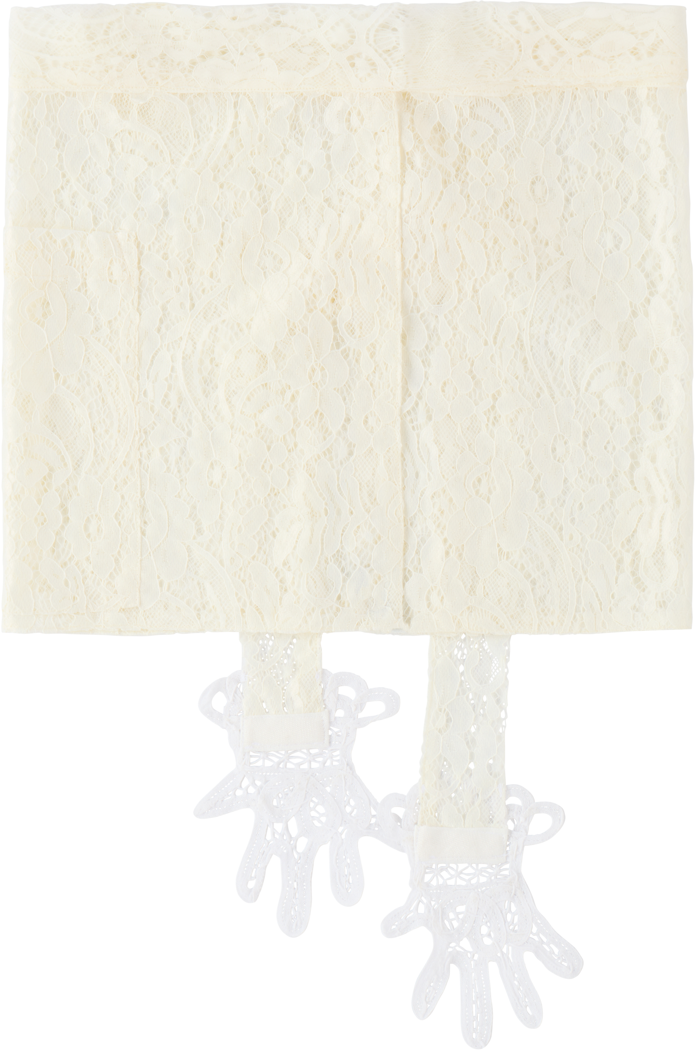 Gohar World White Embroidered Mini Lace Hands Apron In White