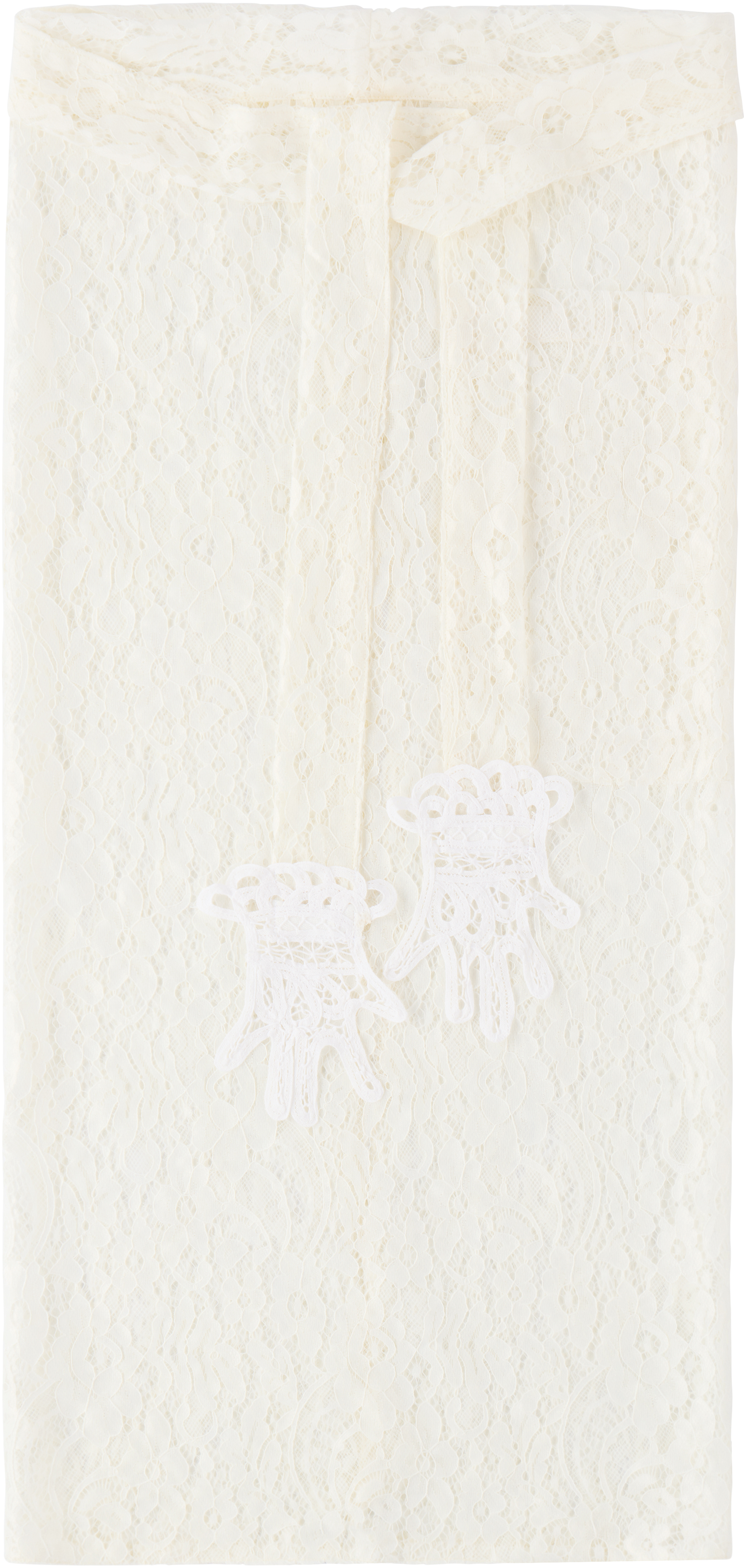 Gohar World White Embroidered Lace Hands Apron In White