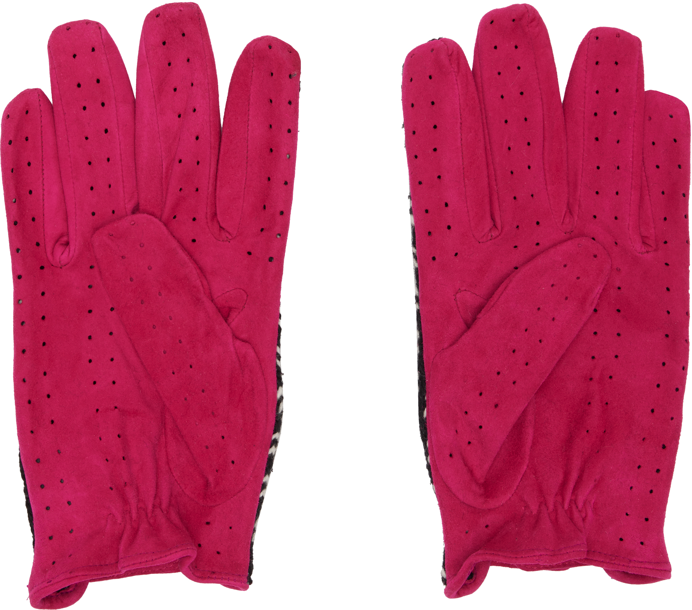 Julie Kegels Pink & Black Leather Gloves In Black
