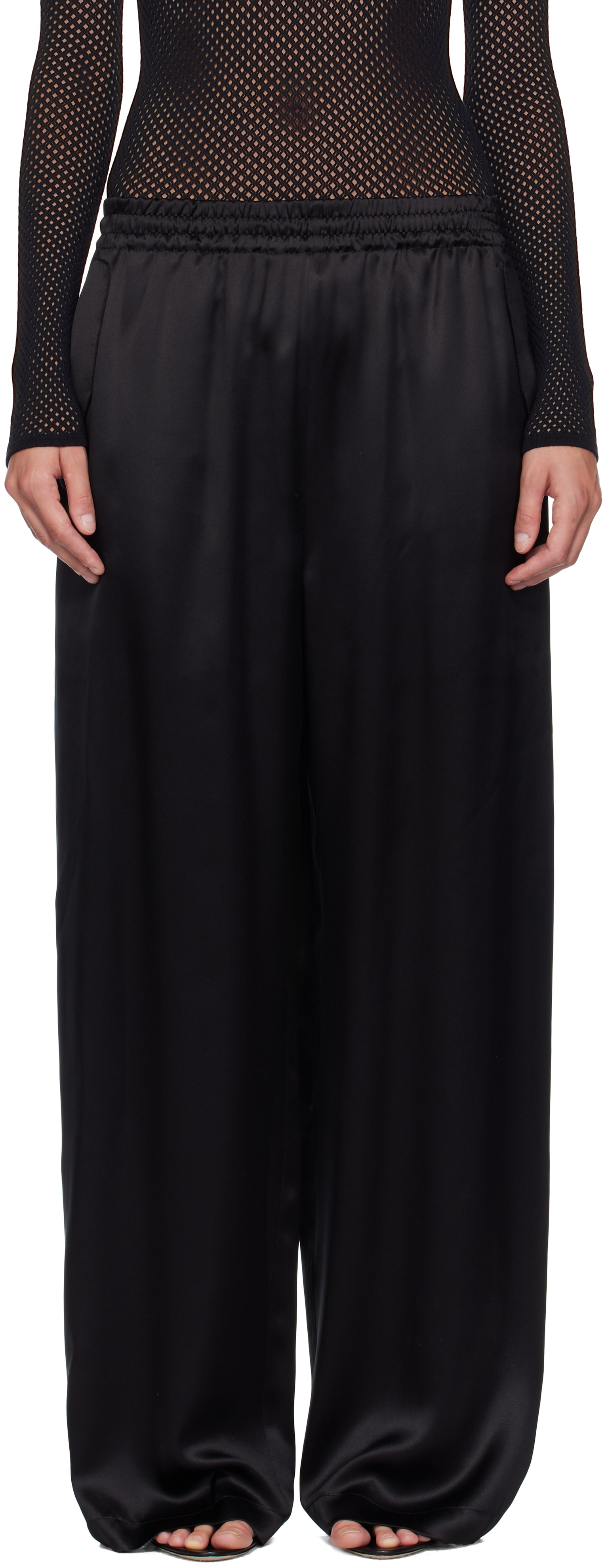 Wardrobe.nyc Black Satin Pajama Trousers