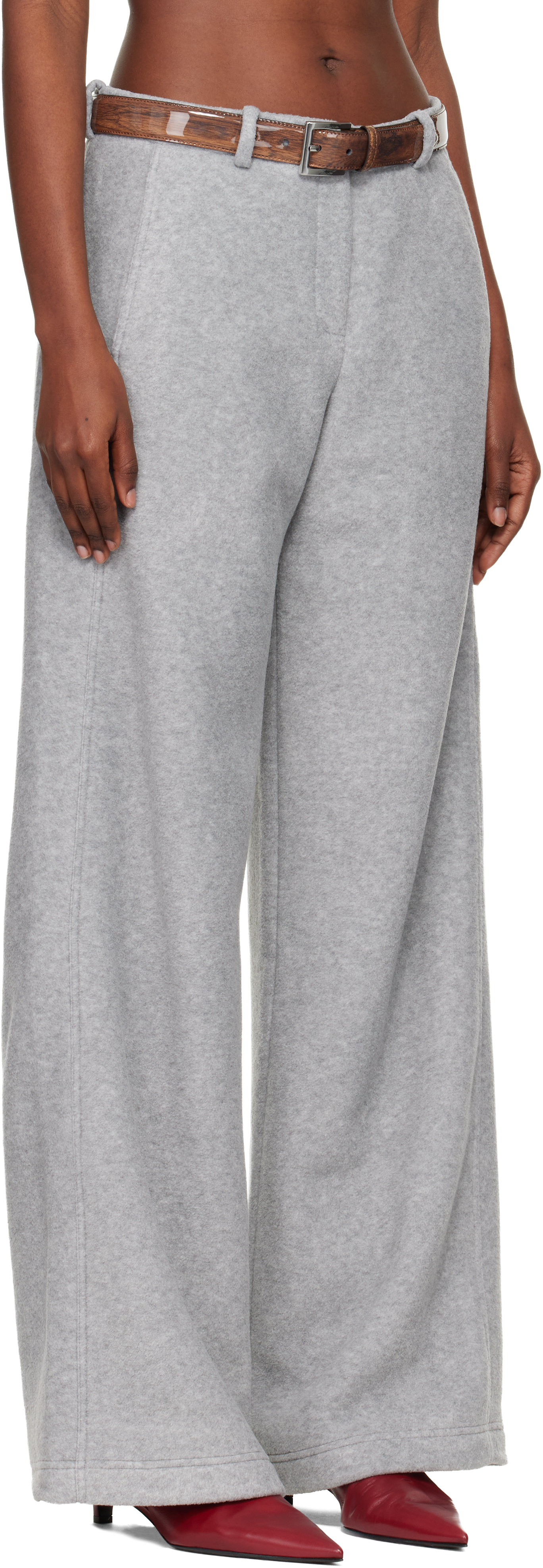 Julie Kegels Gray Fleece Trousers In Gray