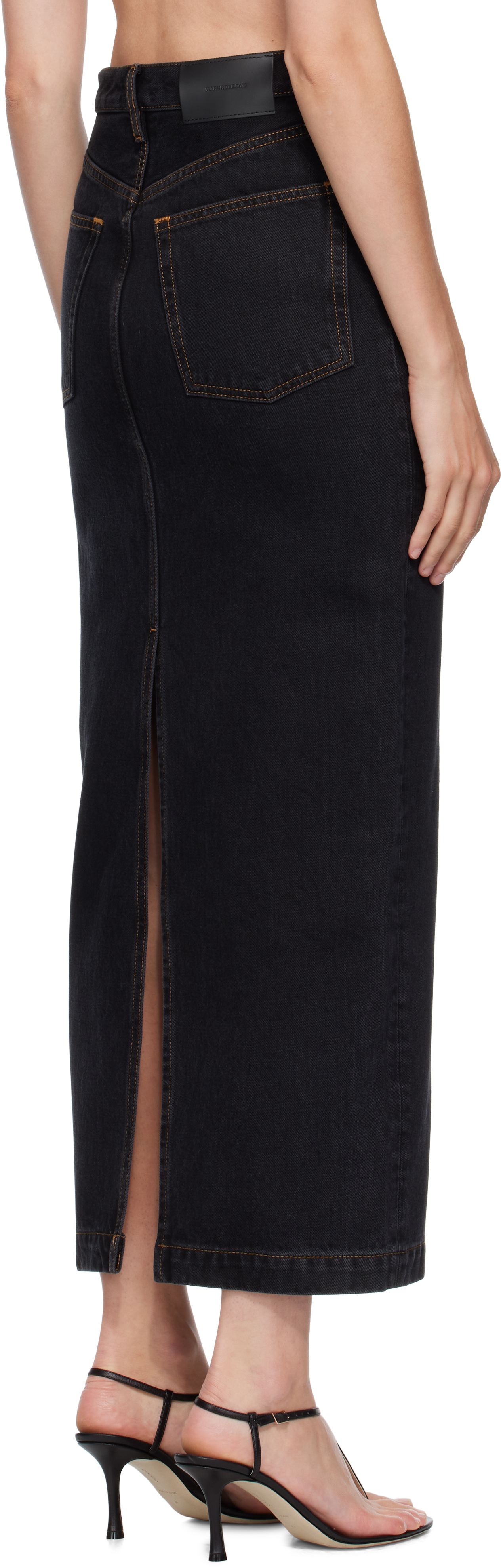 Wardrobe.nyc Black Denim Column Midi Skirt In Black