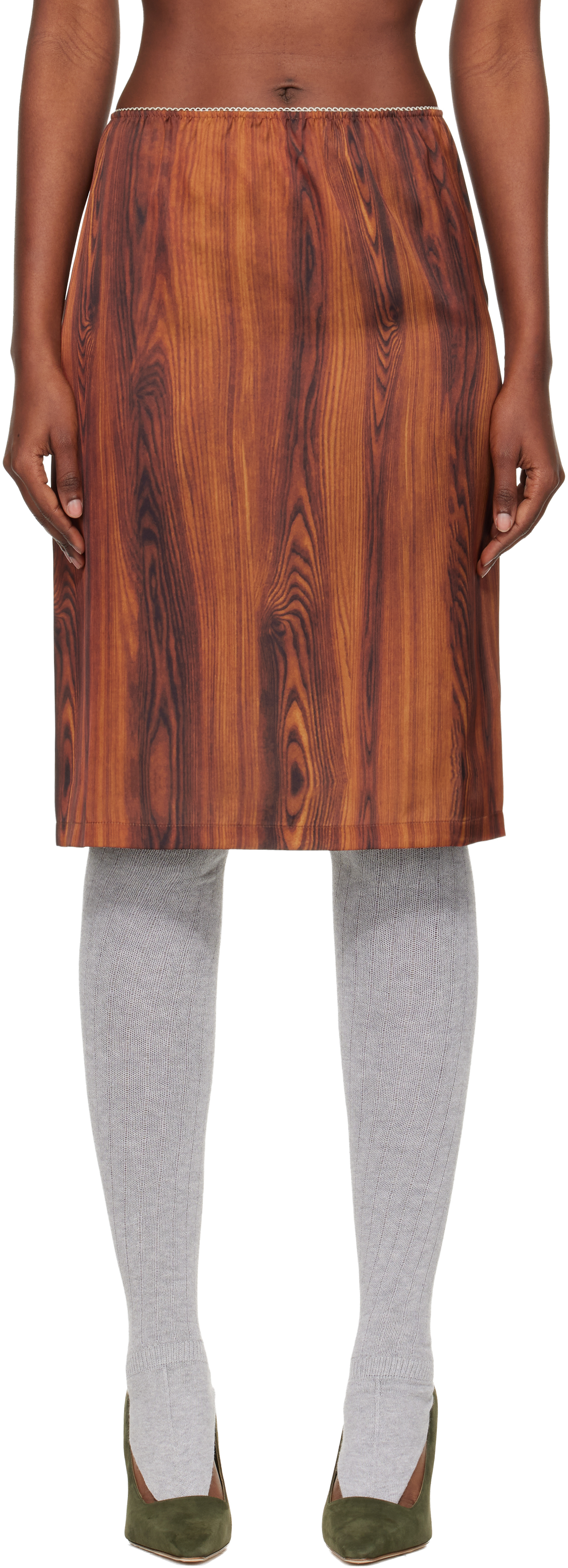 Julie Kegels Brown Sisley Slip Midi Skirt In Brown