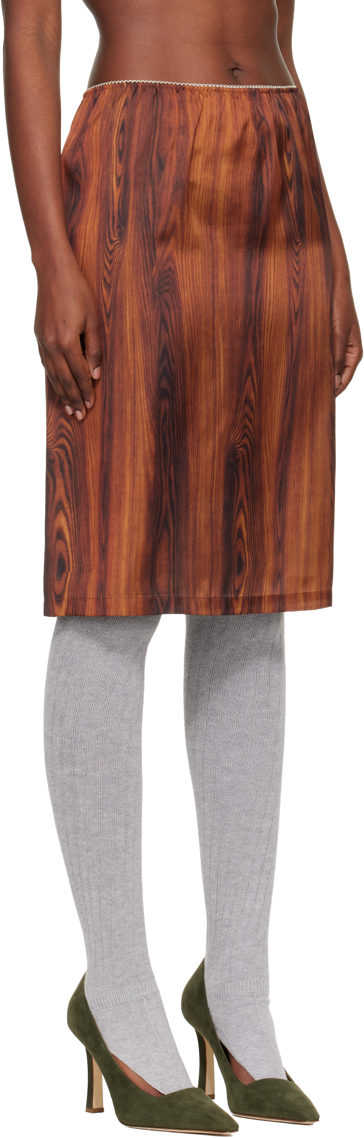 Julie Kegels Brown Sisley Slip Midi Skirt In Brown