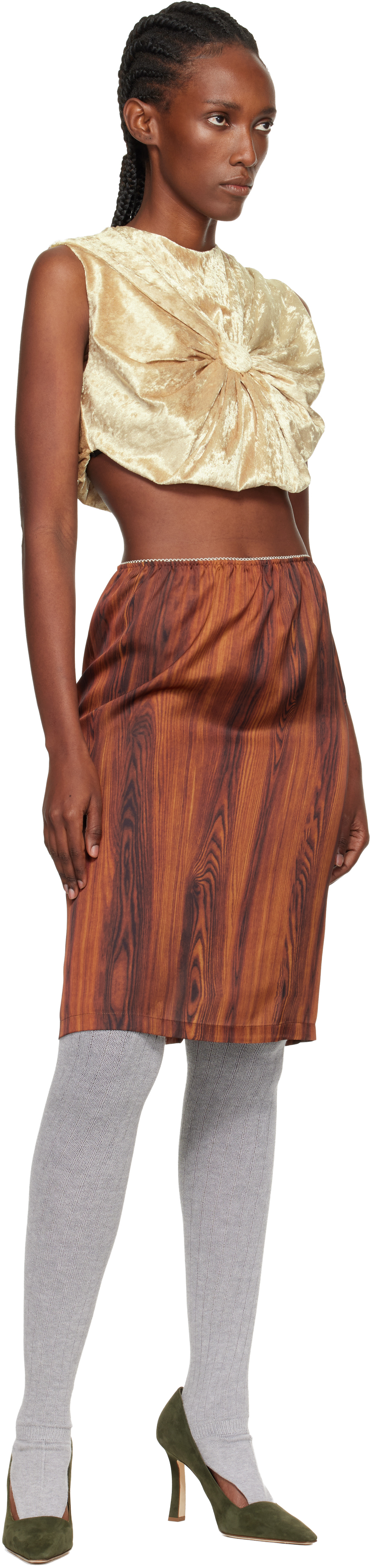 Julie Kegels Brown Sisley Slip Midi Skirt In Brown