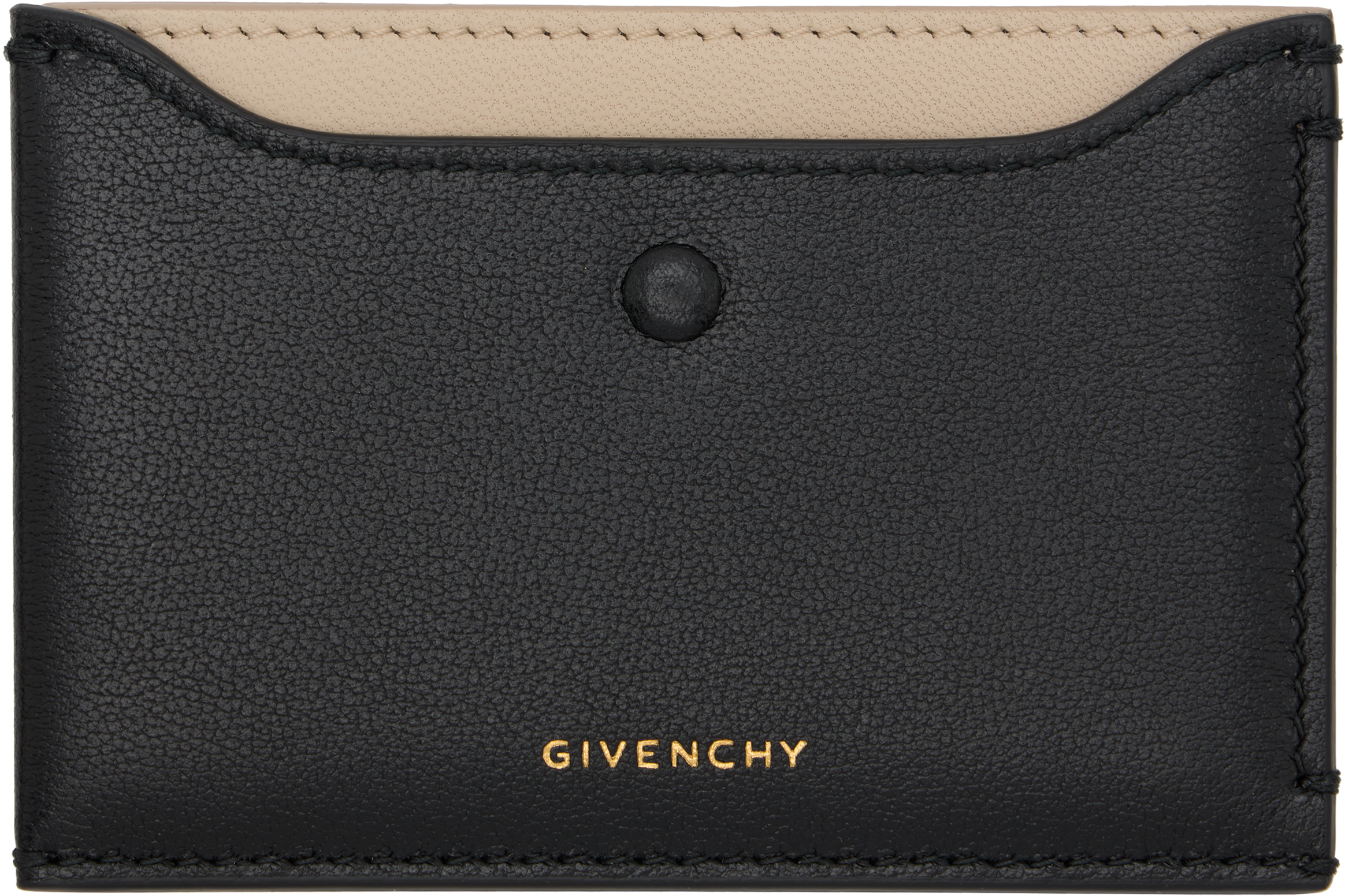 Givenchy Textured Leather Cardholder With Smooth Top In Black