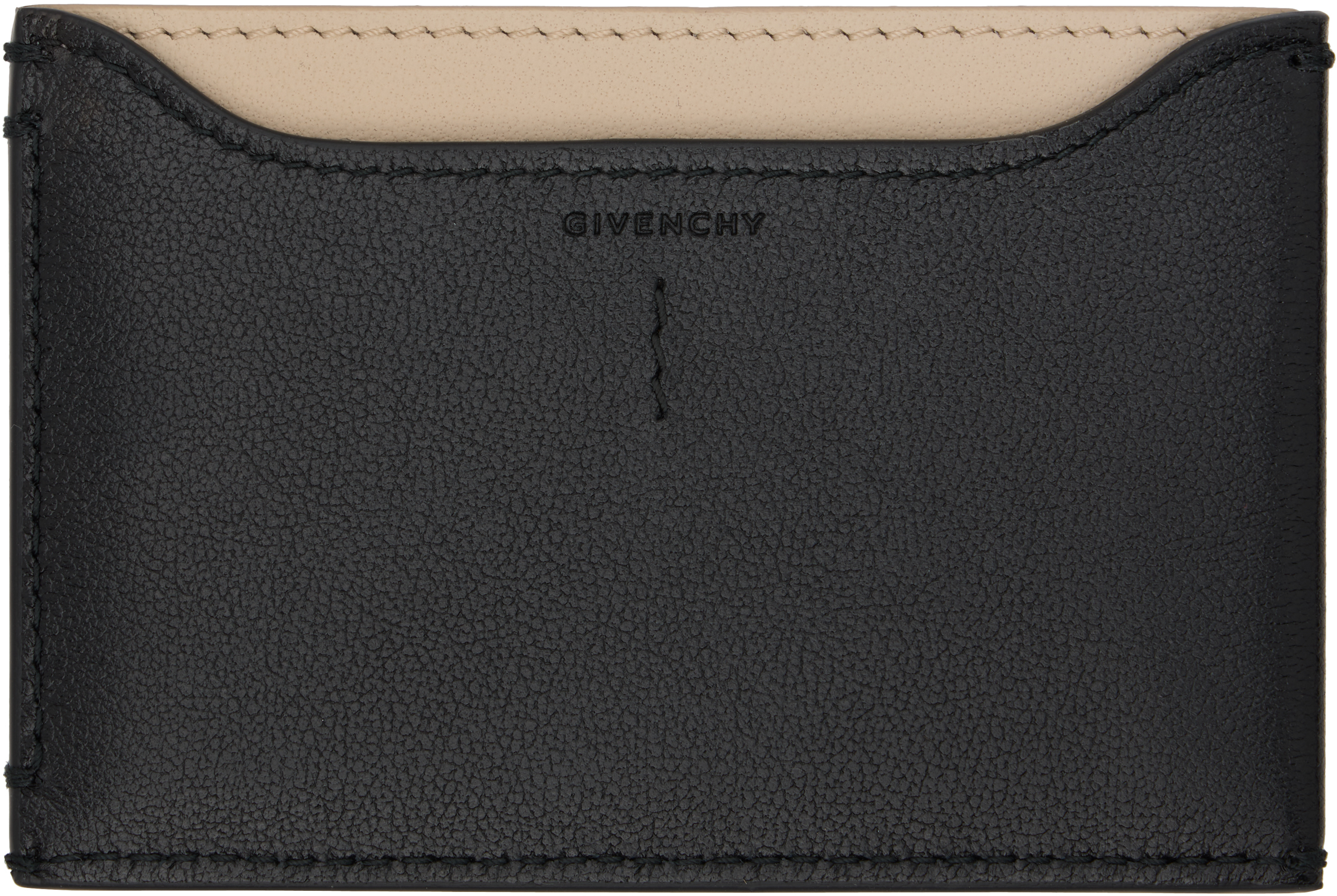 Givenchy Textured Leather Cardholder With Smooth Top In Black