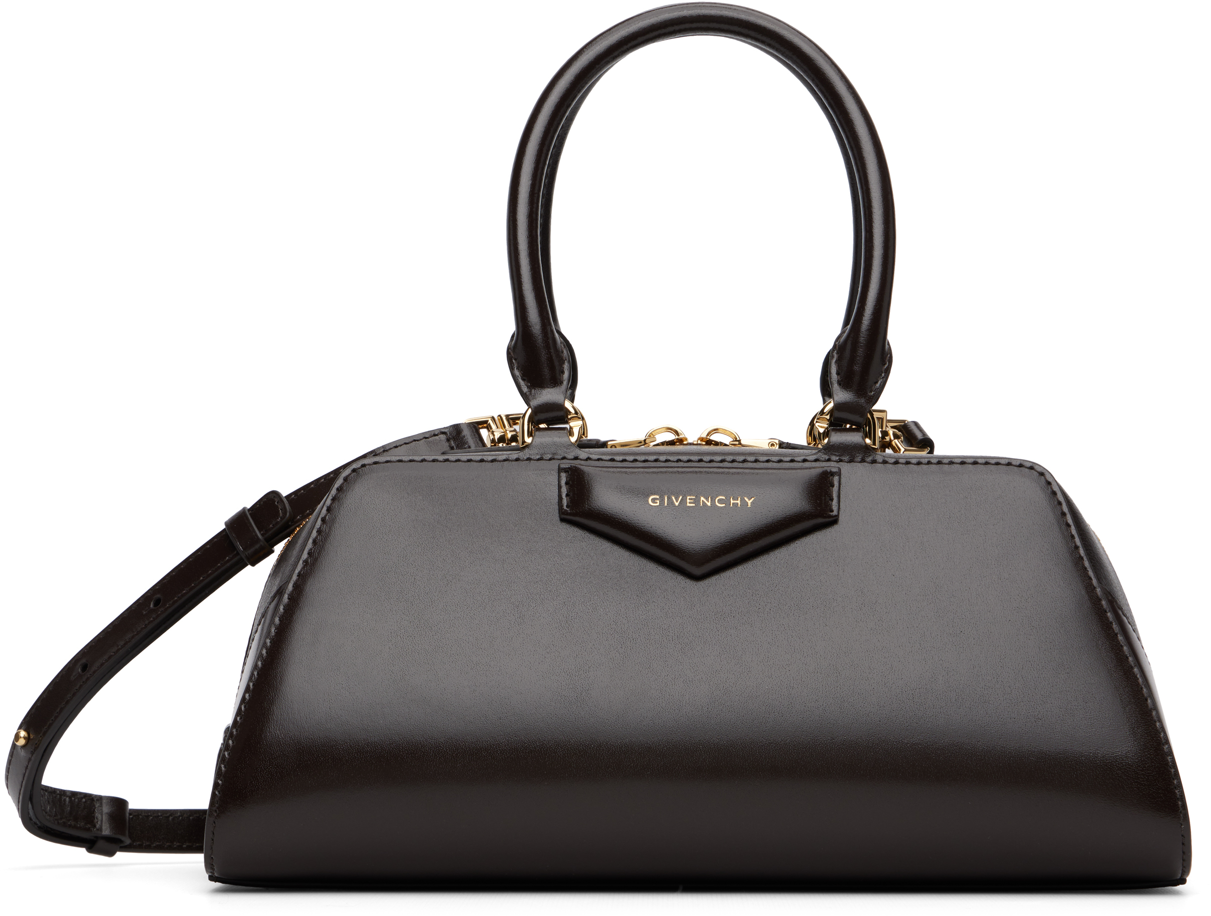 Givenchy Brown Small Antigona East-west Bag In Black